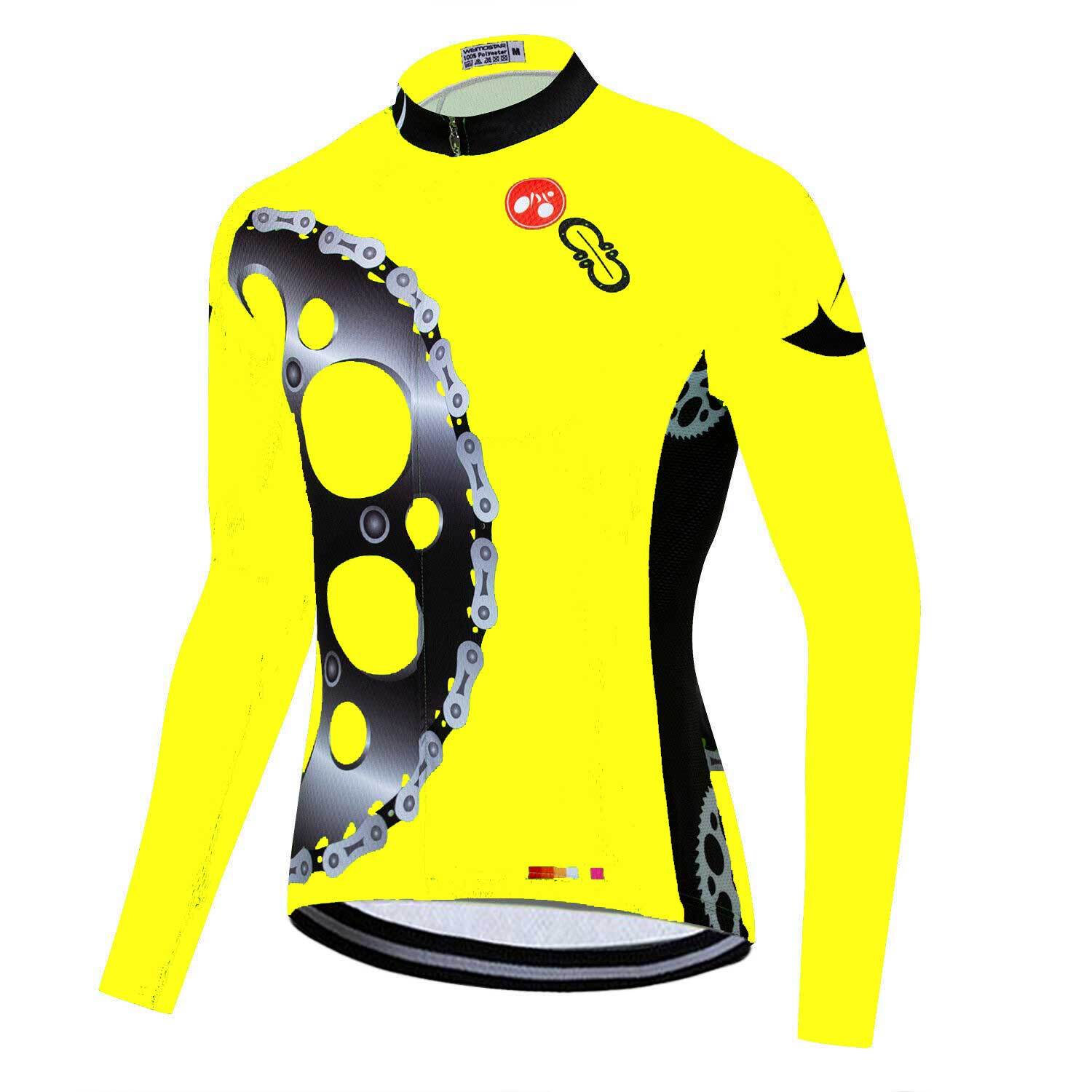 Men’s Long Sleeve Cycling Jersey Full Zip Bike Bicycle Jersey Shirt Reflective