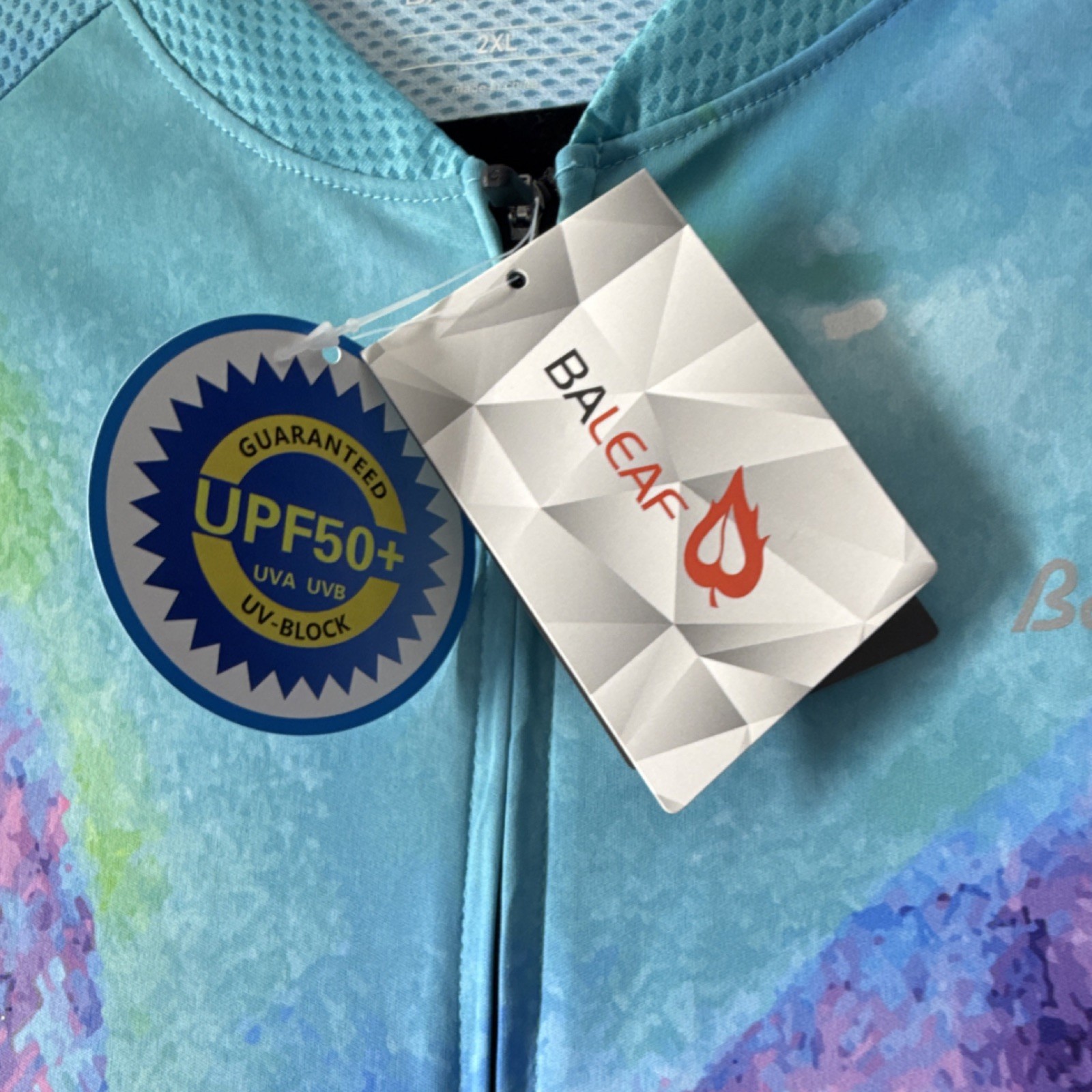 BALEAF Women’s Cycling Jersey 2XL Blue/Purple S/S Full Zip Pockets UV Poly