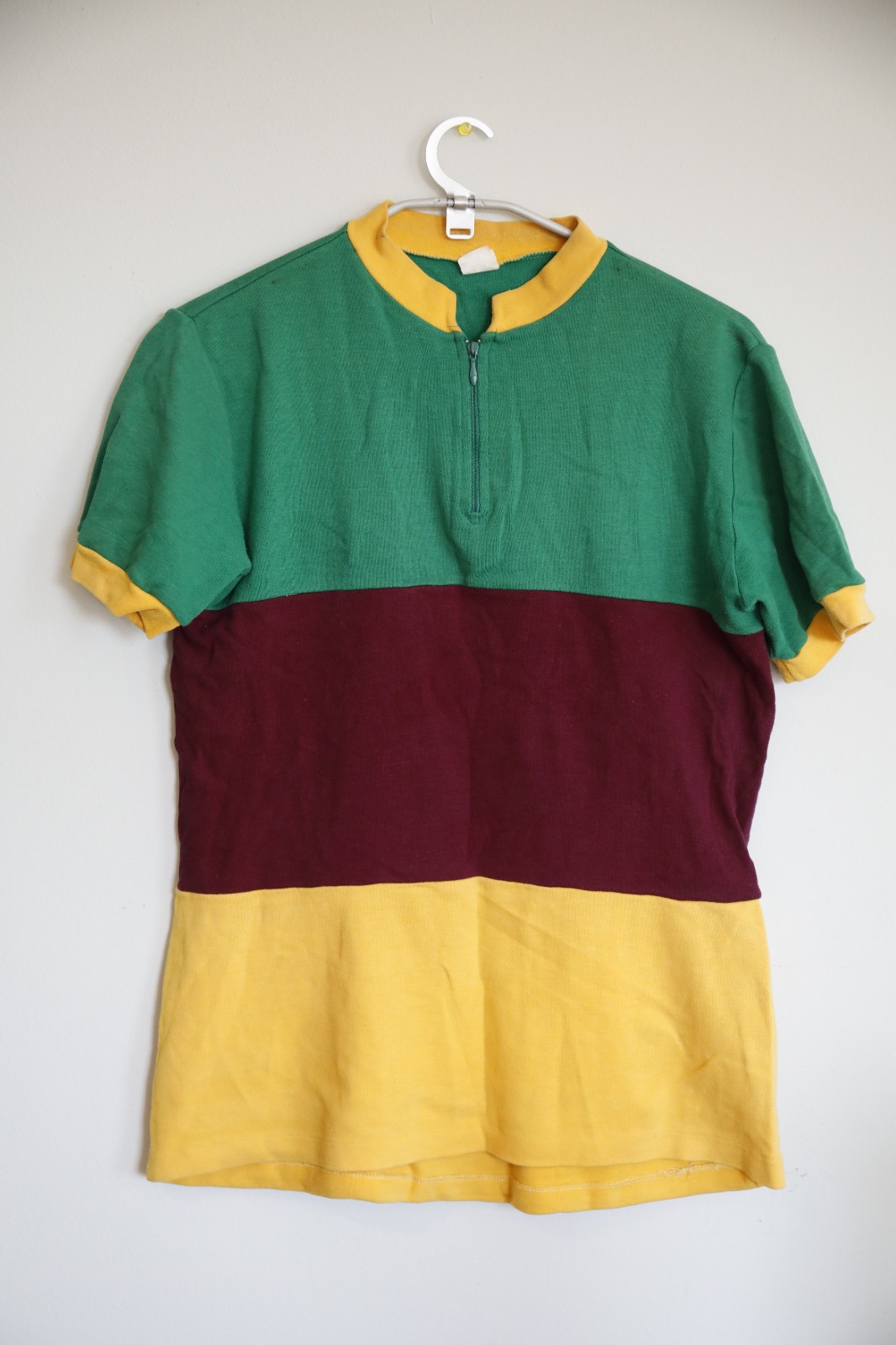 Spanish made 100% cotton striped cycling jersey – size L large – Made in Spain