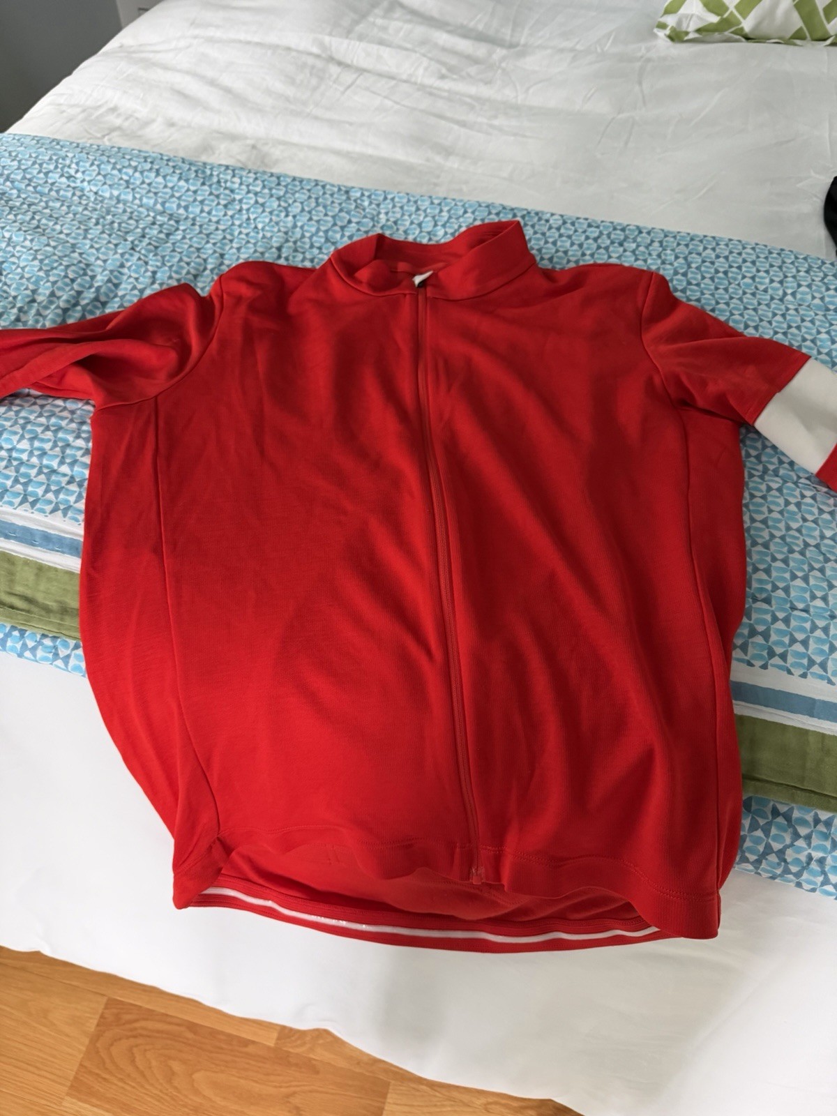 USED RED LONG SLEEVE CYCLING JERSEY HI VIZ RAPHA BREVET LARGE