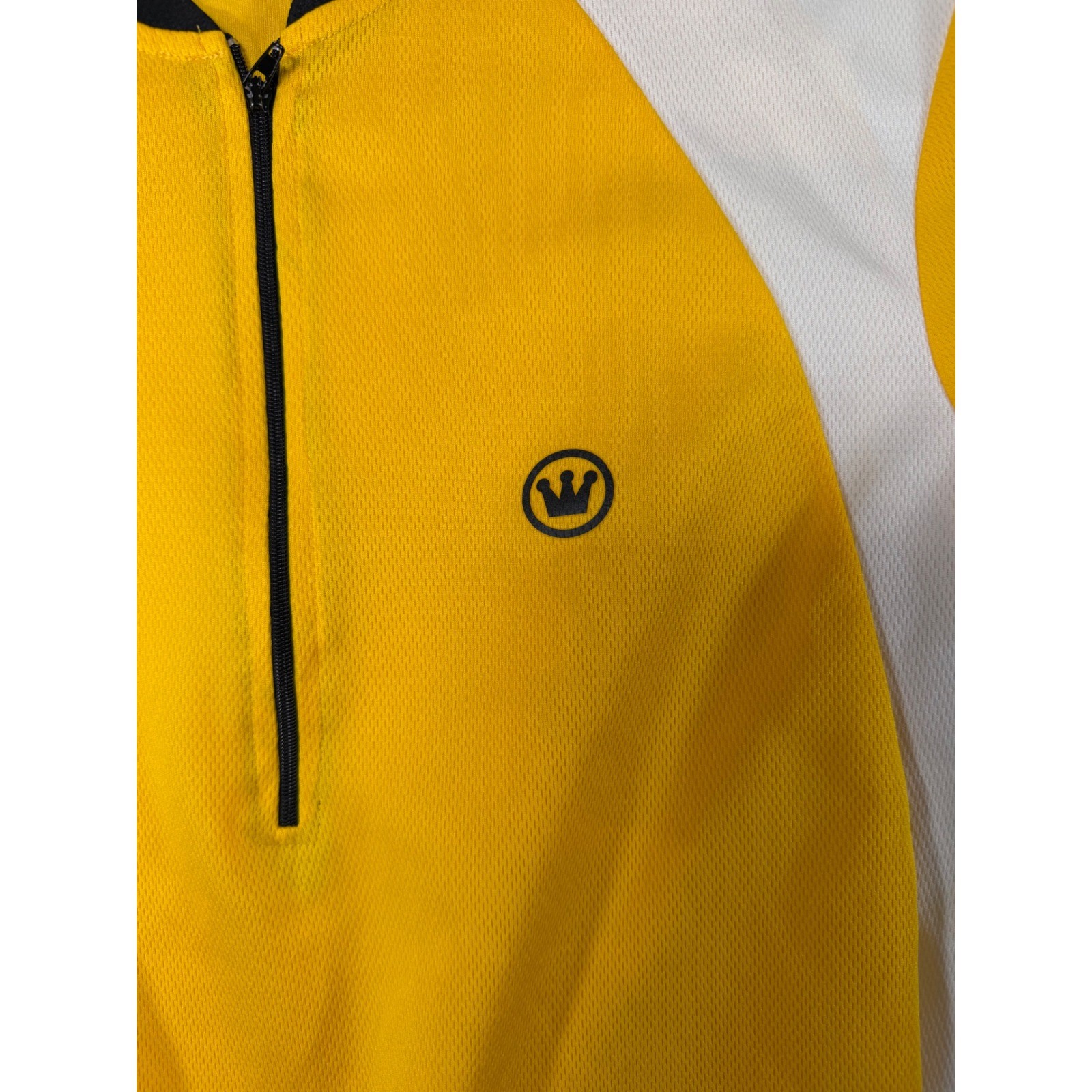 Canari Cycling Jersey Mens Medium Yellow White Black 1/4 Zip Short Sleeve Bike