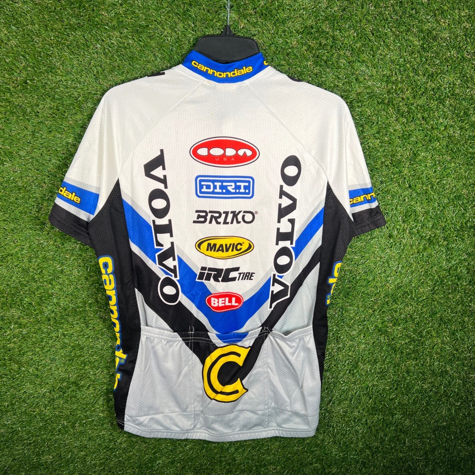 Vintage Cannondale Volvo Cycling Jersey Mens Medium White Blue USA Made 90s MTB