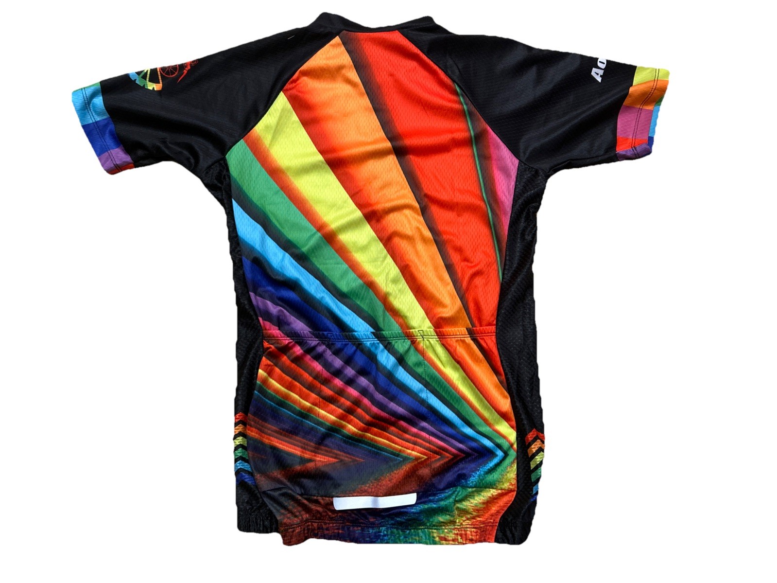 NEW: Aogda RAINBOW Full-Zip Cycling Shirt Jersey Mesh Sides SZ M-S