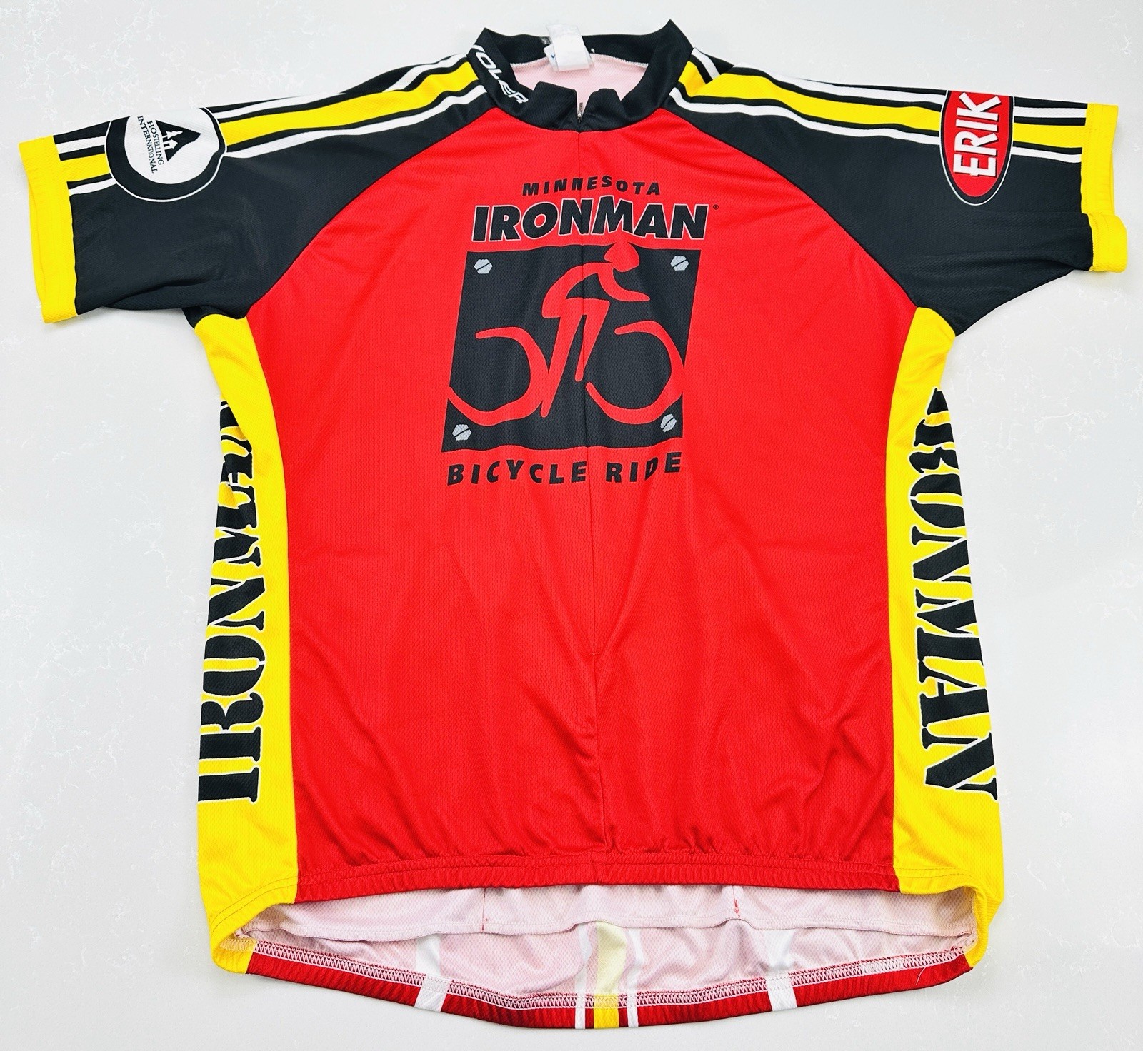 Voler Cycling Jersey red black and yellow Minnesota Ironman BIKERIDE 3/4 Zip 3XL