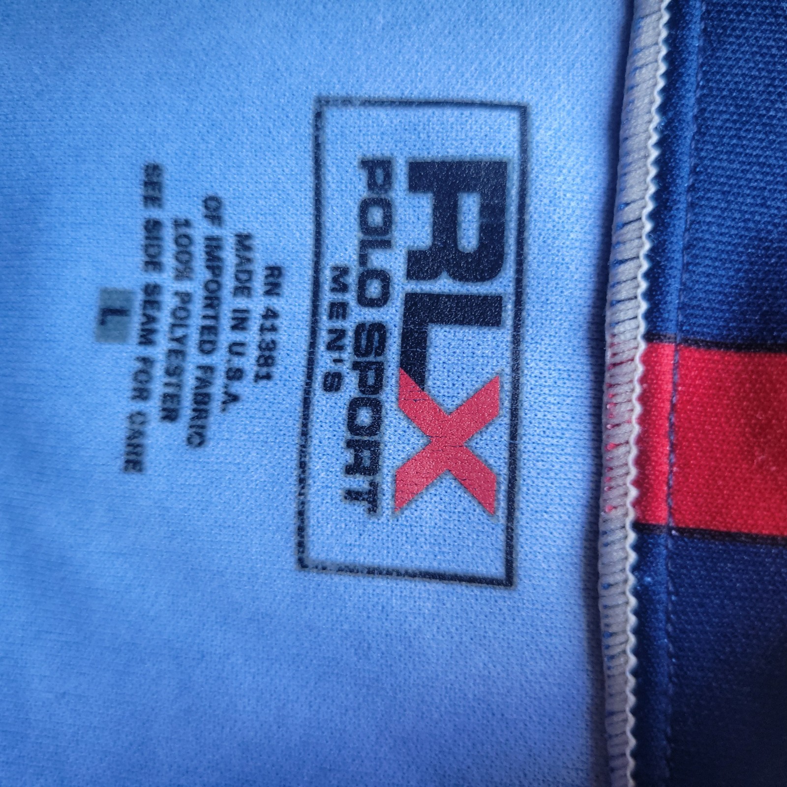 VTG Polo Sport RLX Ralph Lauren Cycling Jersey Mens Large Logos 3/4 Zip Pockets