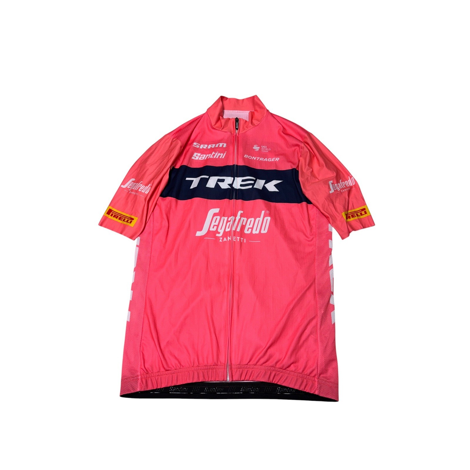 Santini Trek Segafredo Mens Cycling Jersey Pink Navy Short Sleeve Size L Italy