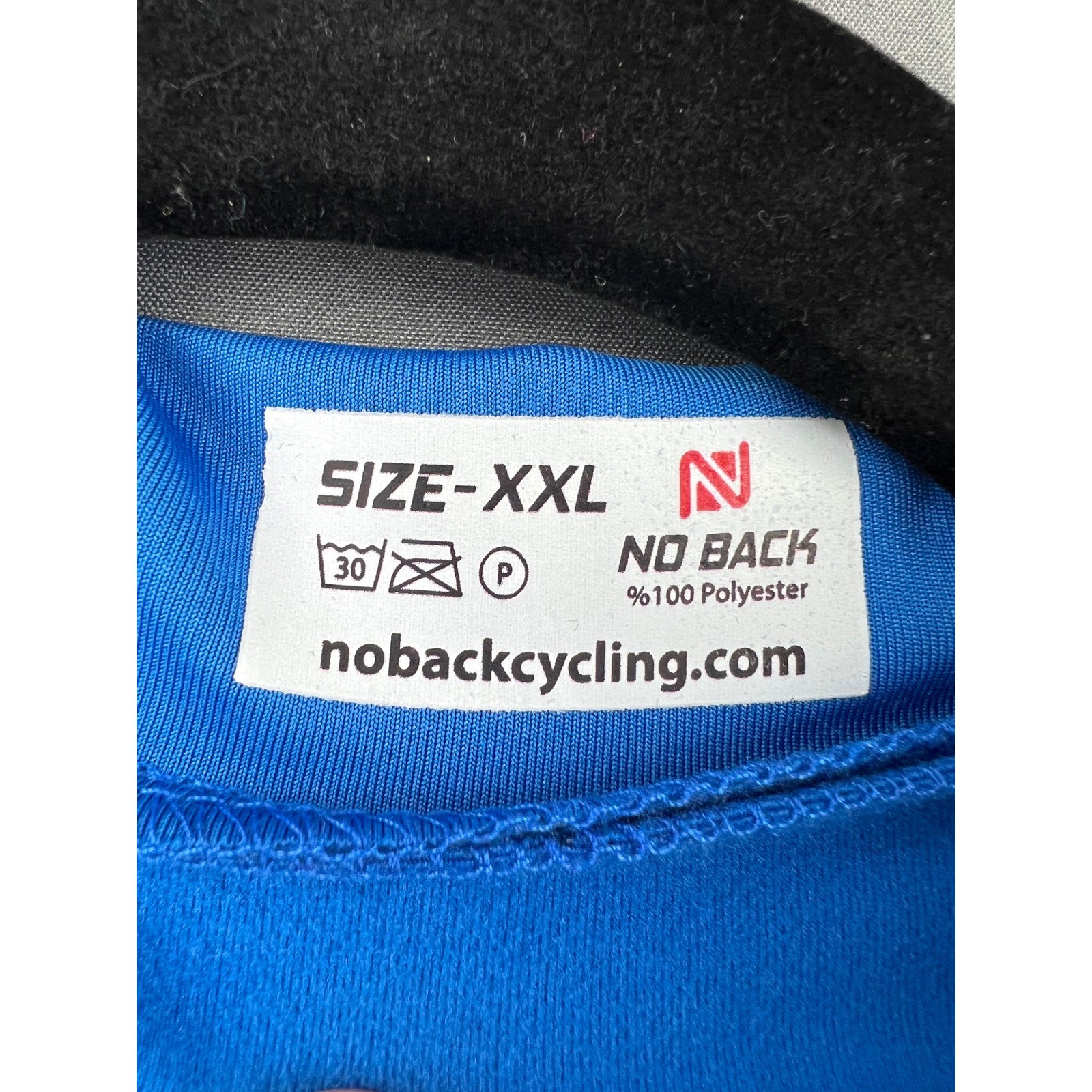 No Back Cycling Jersey Mens XXL Blue Long Sleeve Full Zip Mock Neck NWT