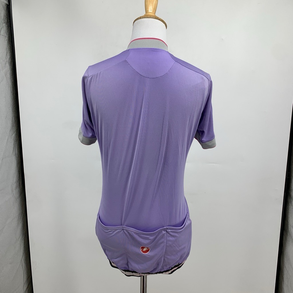 Castelli Jersey Womens S Small Lavender Gray Stretch Full Zip Chest Logo Cycling