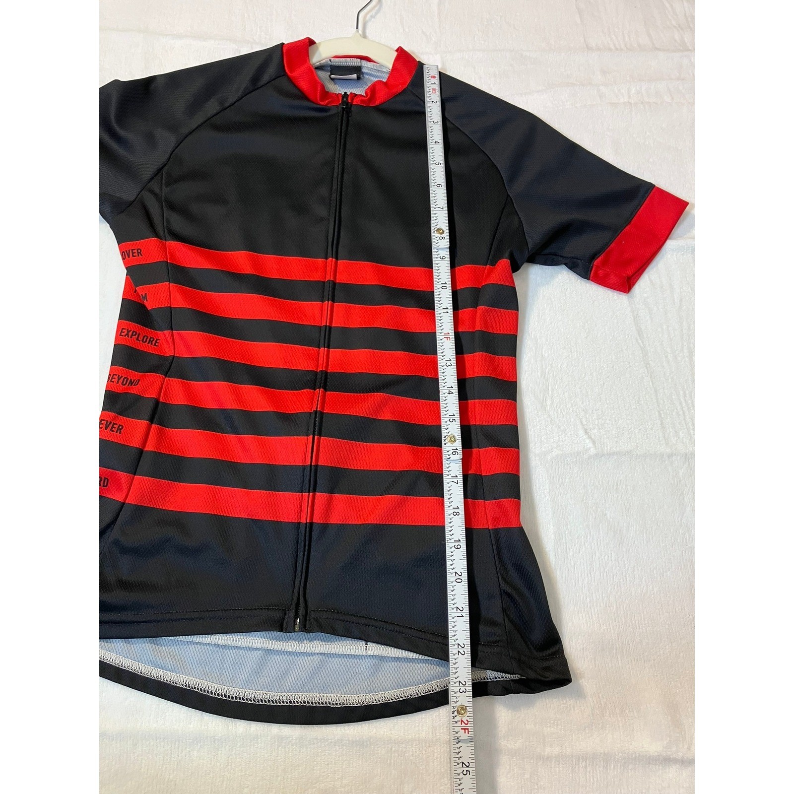 Twin Six Mens Small Cycling Jersey Black Red Striped Full Zip Pocket Bike Shirt