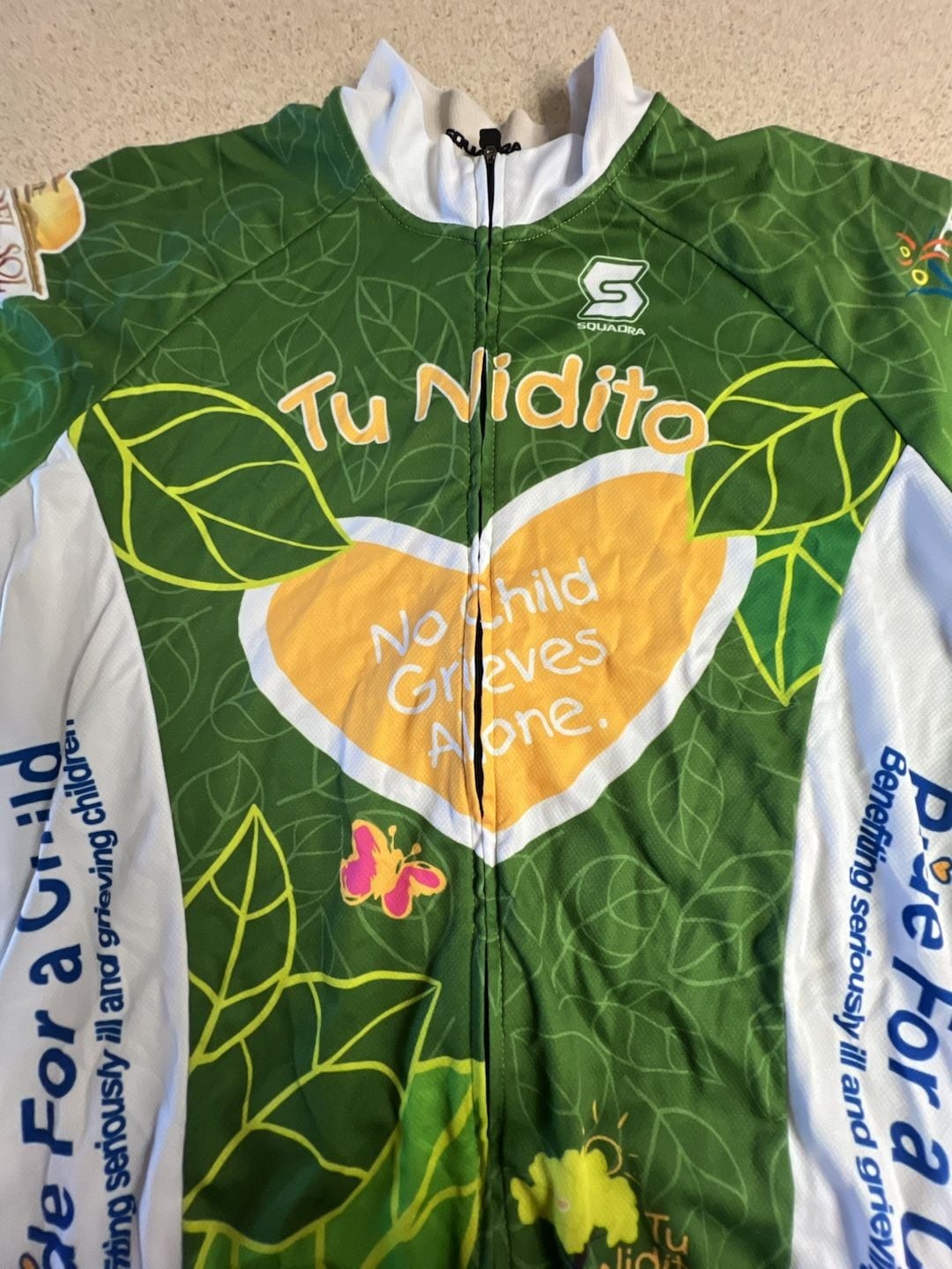 Squadra Tu Nidito Ride For A Child Cycling Jersey Green Full Zip