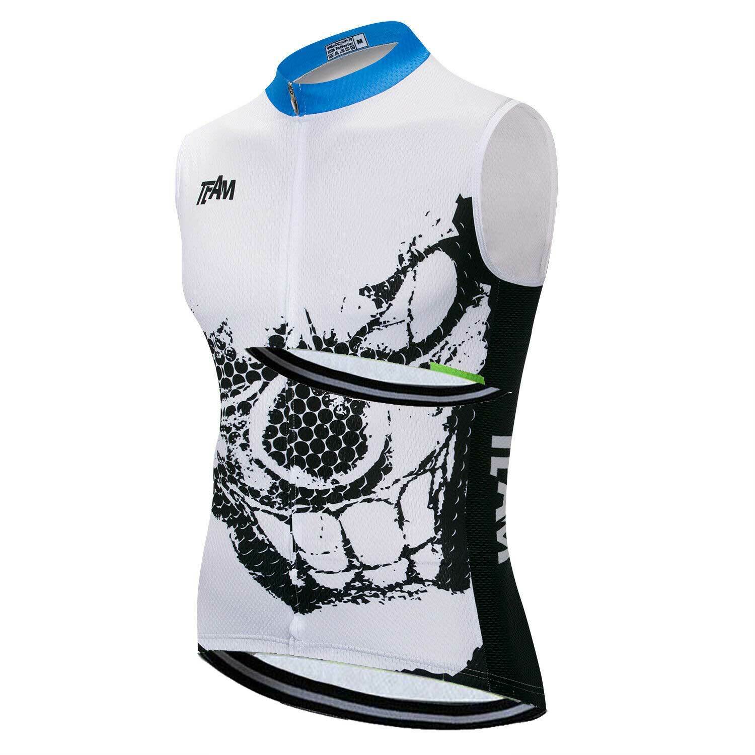 Men’s Sleeveless Cycling Jersey Shirts Reflective Bike Cycle Vest Top S-5XL