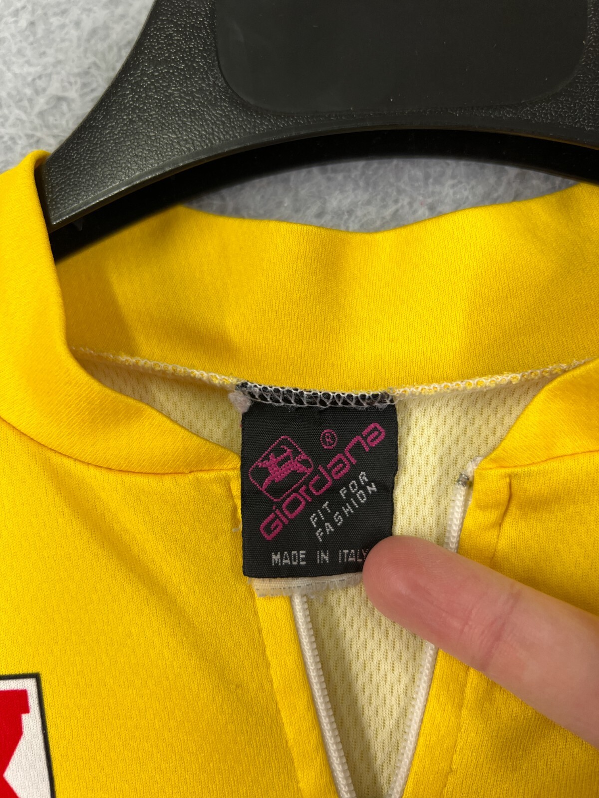 Girodana Cycling Jersey Adult Medium Yellow Red 1/4 Zip Rear Pockets 100% Poly