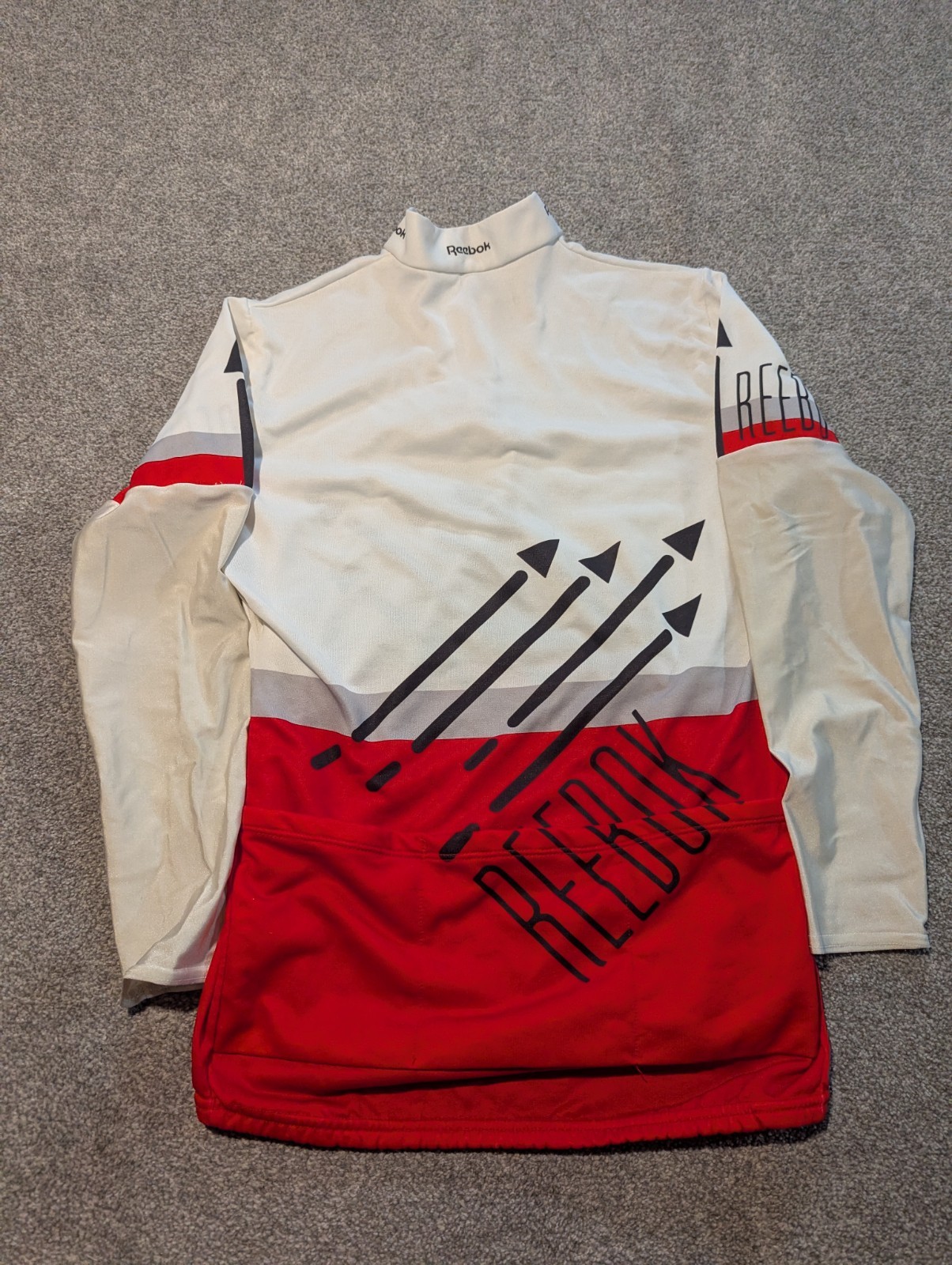 Vintage Reebok Cycling Jersey Mens XL White 1980s 90s Biking Bike