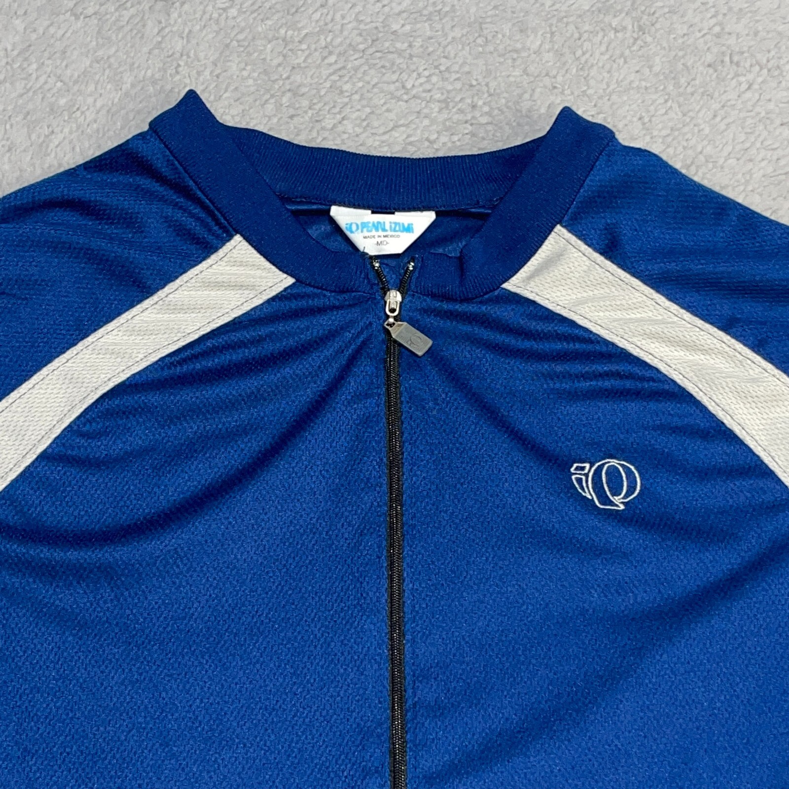 Pearl Izumi Cycling Jersey Men’s Medium 1/4 Zip Blue White Stretch Lightweight