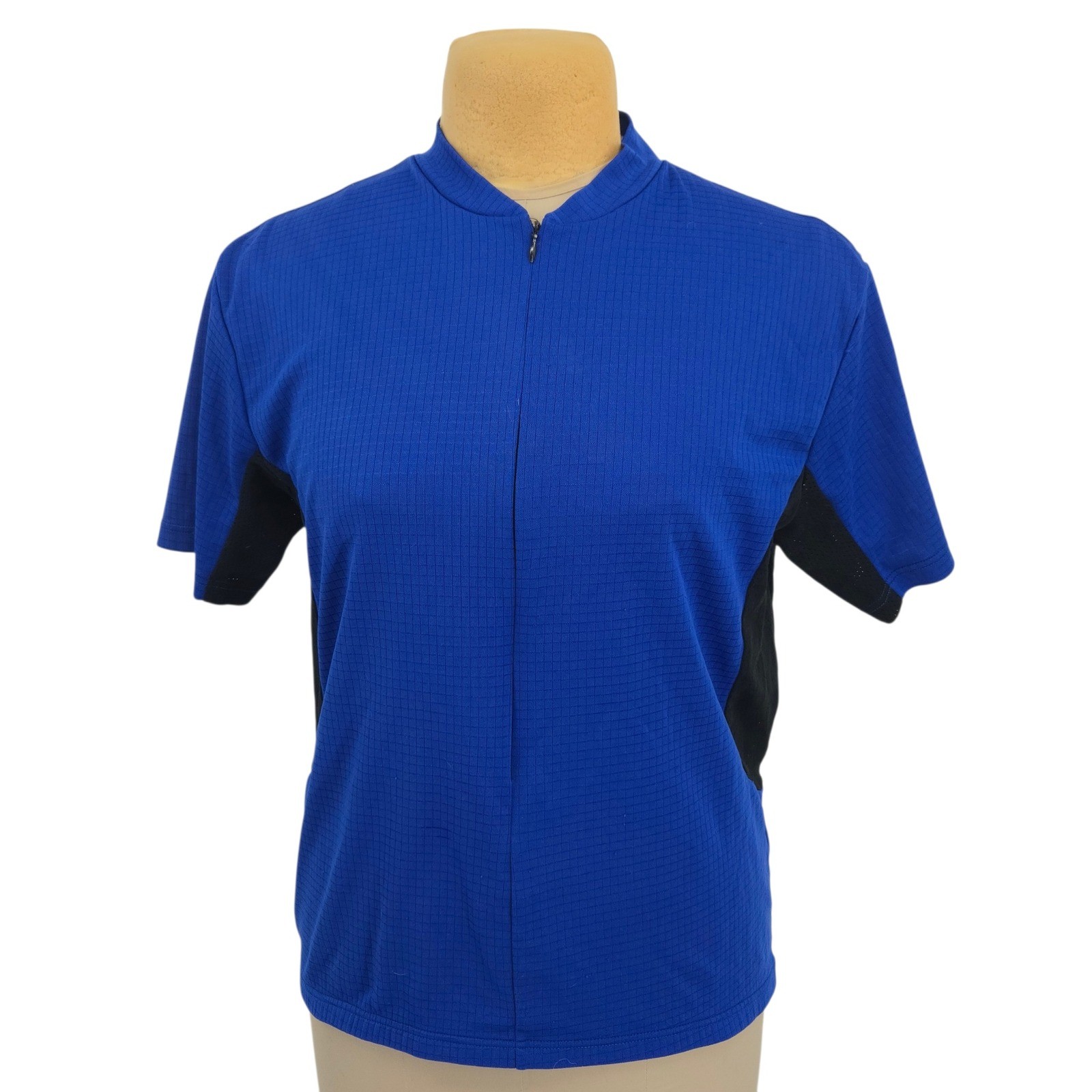 REI Cycling Jersey Mens Large Blue Short Sleeve Full Zip Pocket Bike Shirt Road