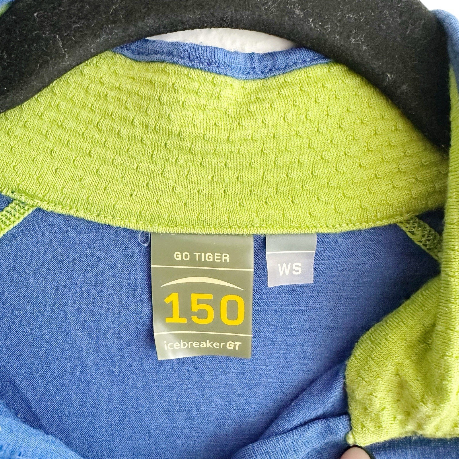 Icebreaker GT Go Tiger 150 Merino Wool Cycling Jersey Blue 1/2 Zip Size Small