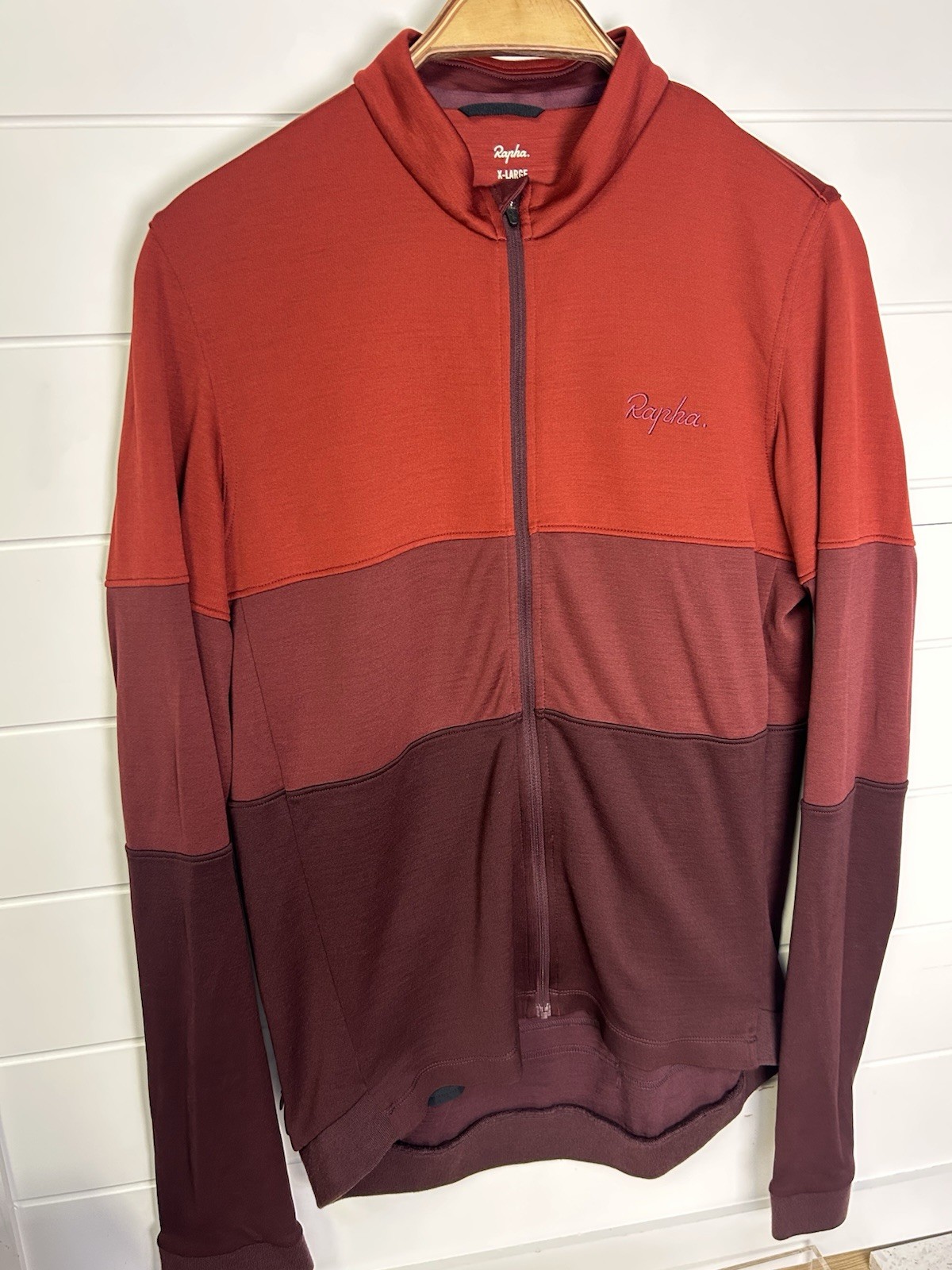 RAPHA LONG SLEEVE Maroon TRICOLOUR CLASSIC LONG SLEEVE CYCLING JERSEY Women’s XL