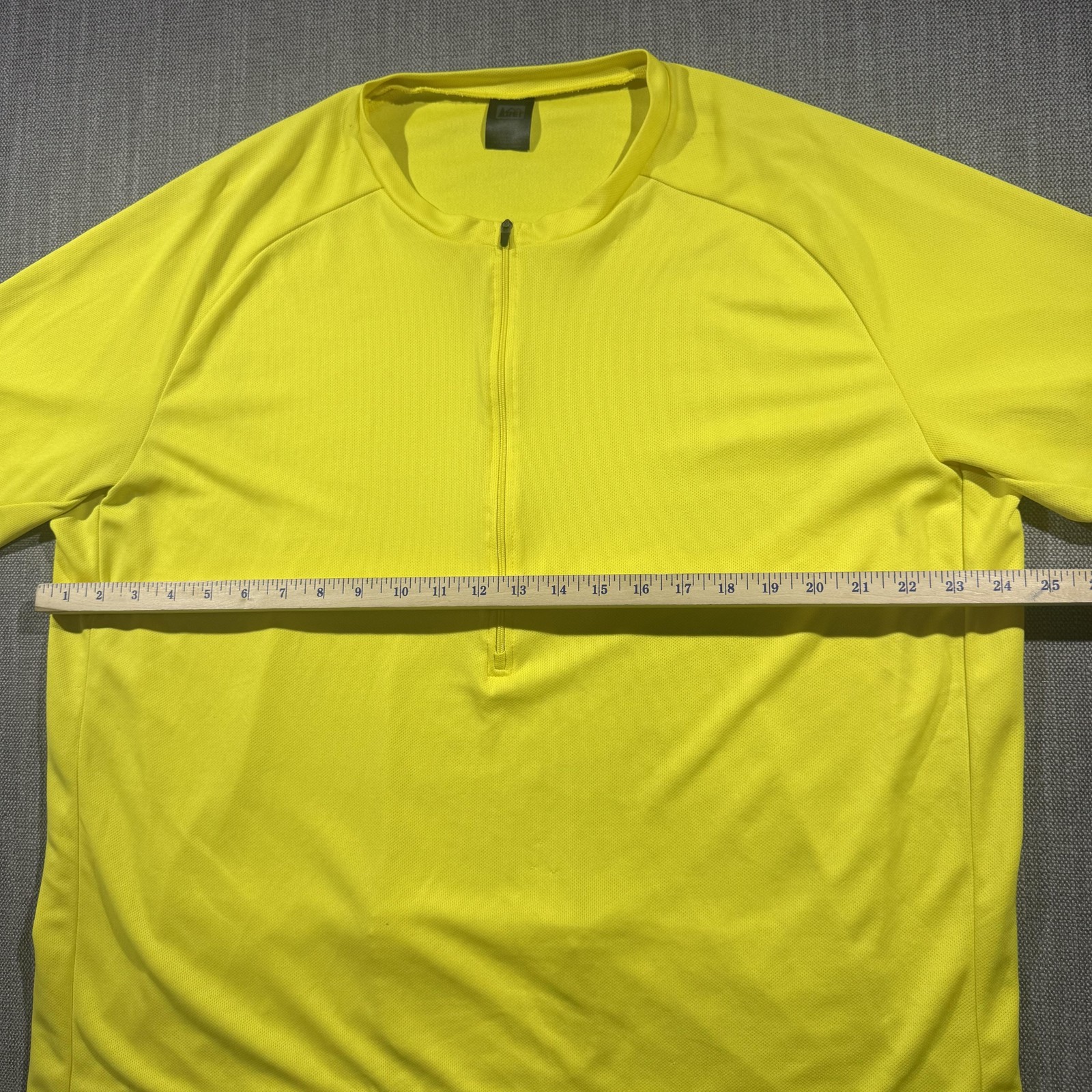 REI Cycling Jersey Shirt Mens XXL Yellow Half Zip Pockets High Visibility