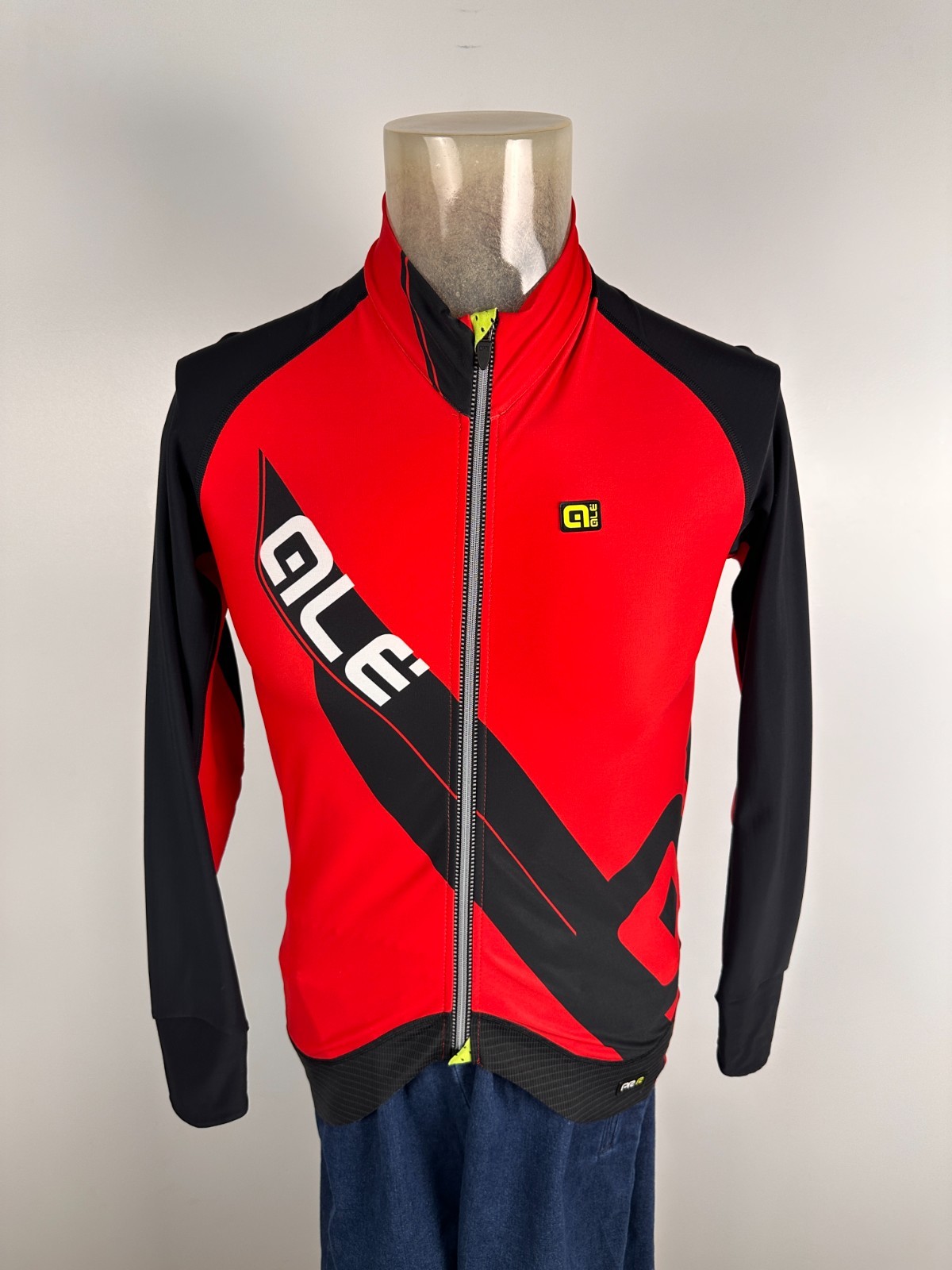 Ale PRR Cycling Long Sleeve Jesey Solid Mens Black Red Size L