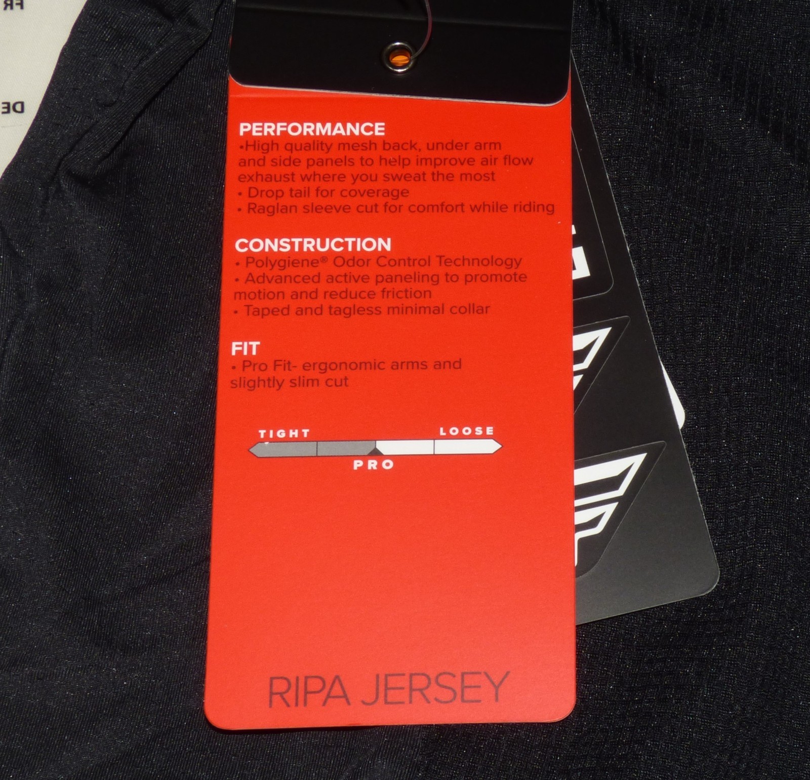 New FLY RACING Ripa 3/4 Sleeve BLACK Jersey Pro Fit NIP Adult Medium Bicycle