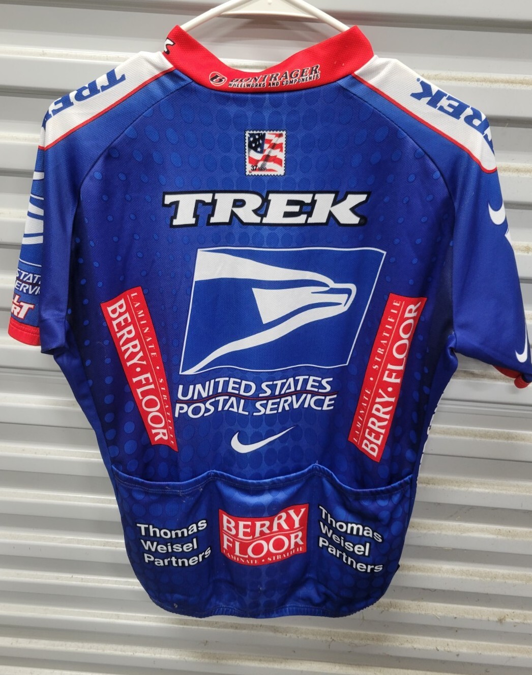 Nike Men’s Cycling Jersey Size Large Blue USPS Logo 1/2 Zip Vintage Dri Fit Y2K
