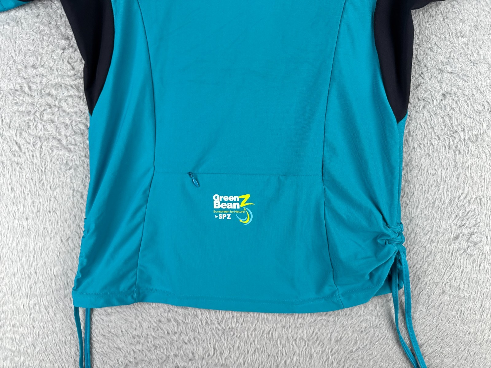 Green Beanz Cycling Jersey Womens Large Blue Black Short Sleeve UPF Polyester
