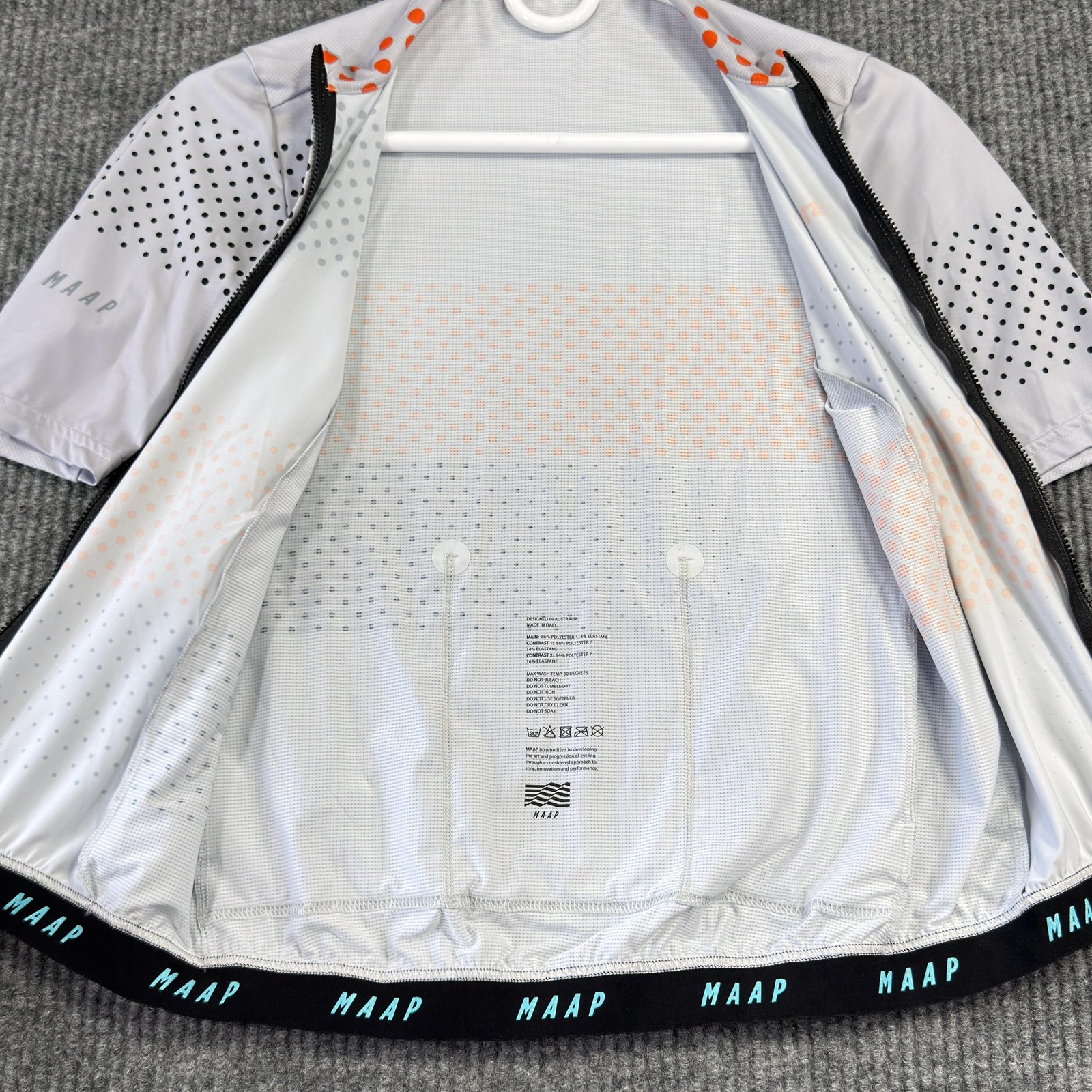 MAAP Cycling Jersey Mens Small Pro Fit Jersey Gray Strava Full Zip Pockets Italy
