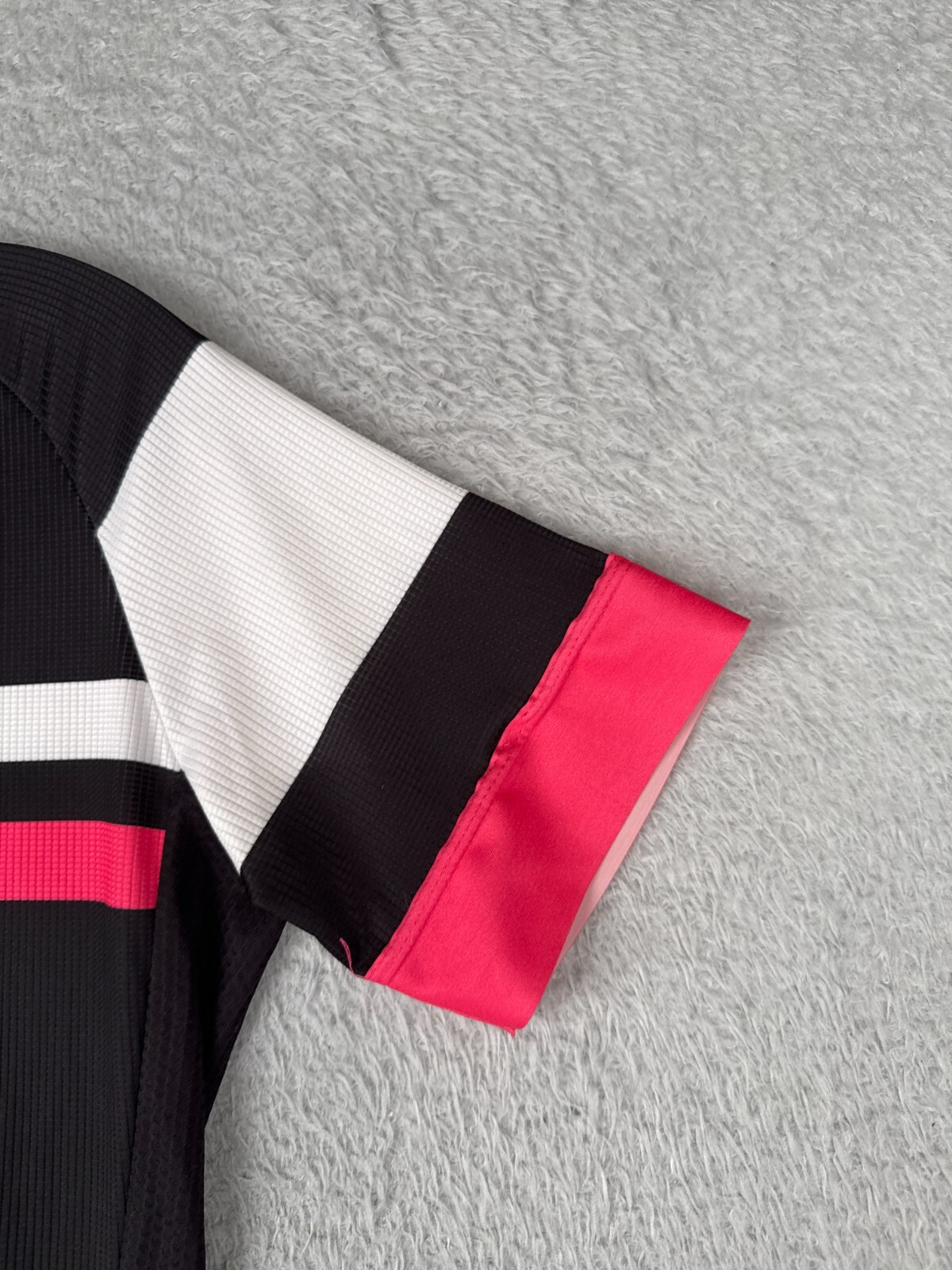 Beroy Cycling Jersey Women Medium Black White Pink Full Zip Short Sleeve poly