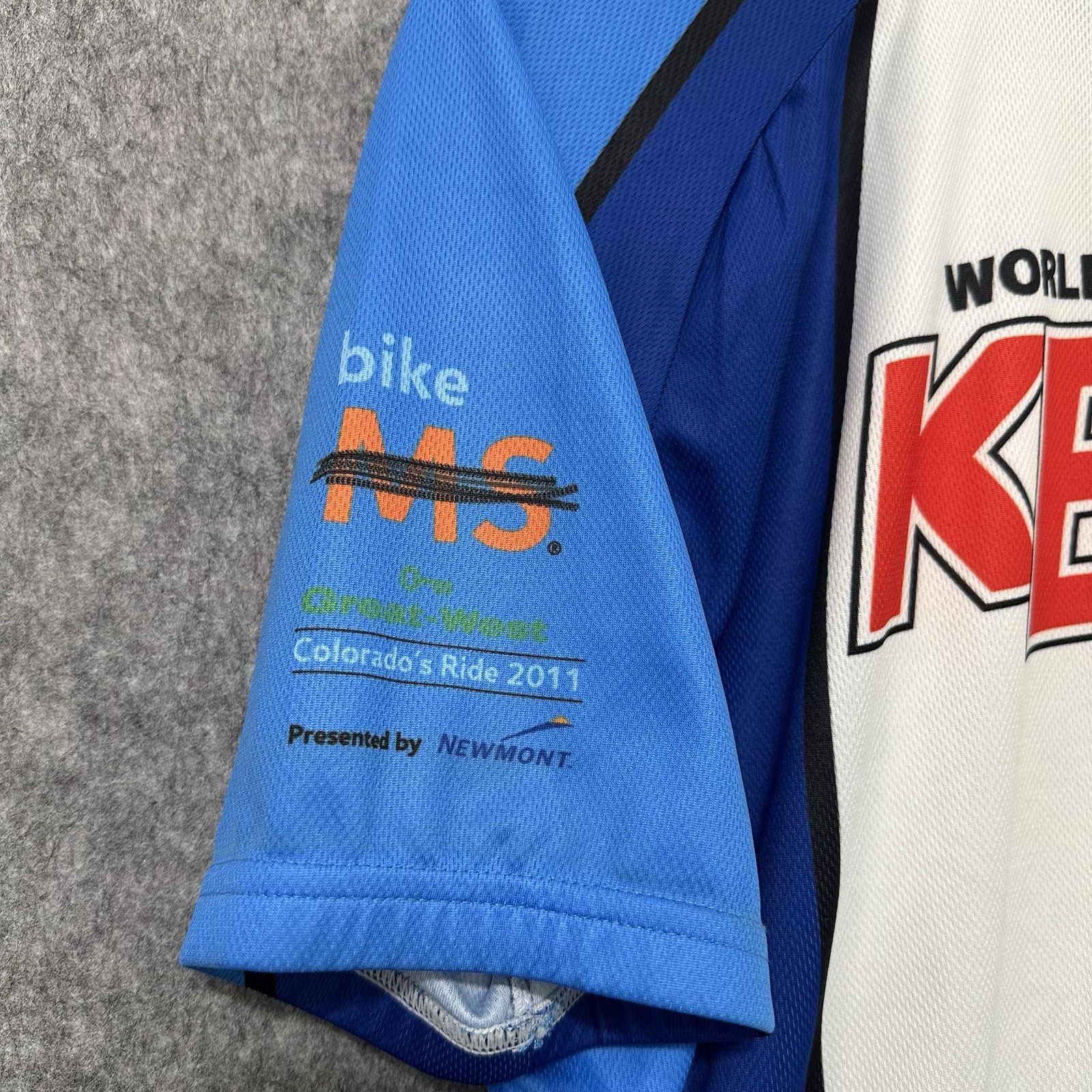 Peak 1 KBCO 97.3 FM Cycling Jersey Blue White Short Sleeve Unisex XL