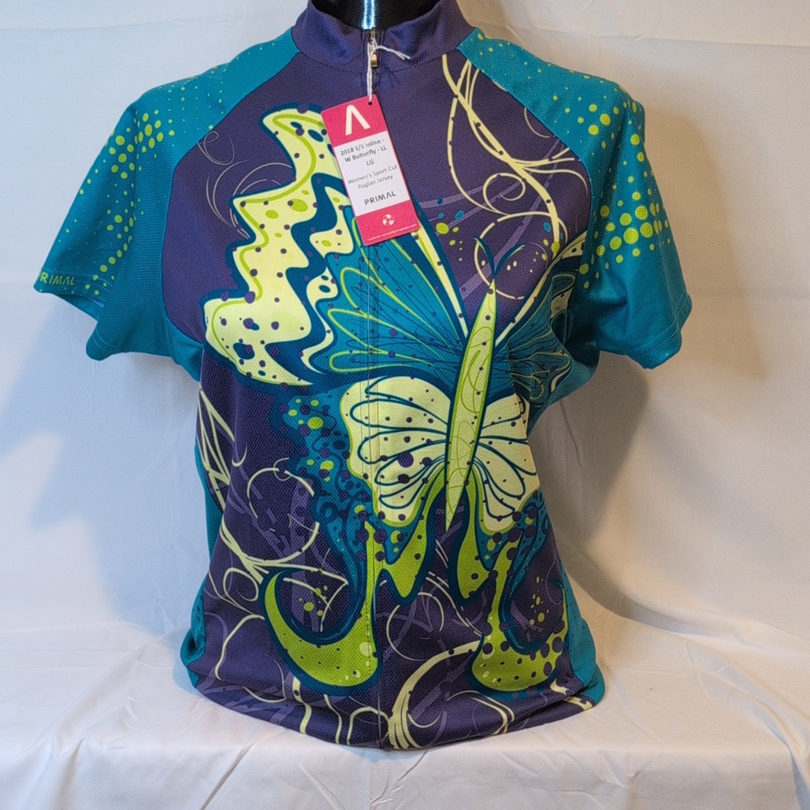 Primal W Butterfly Women’s Cycling Jersey LG Short Sleeve Butterfly. A31
