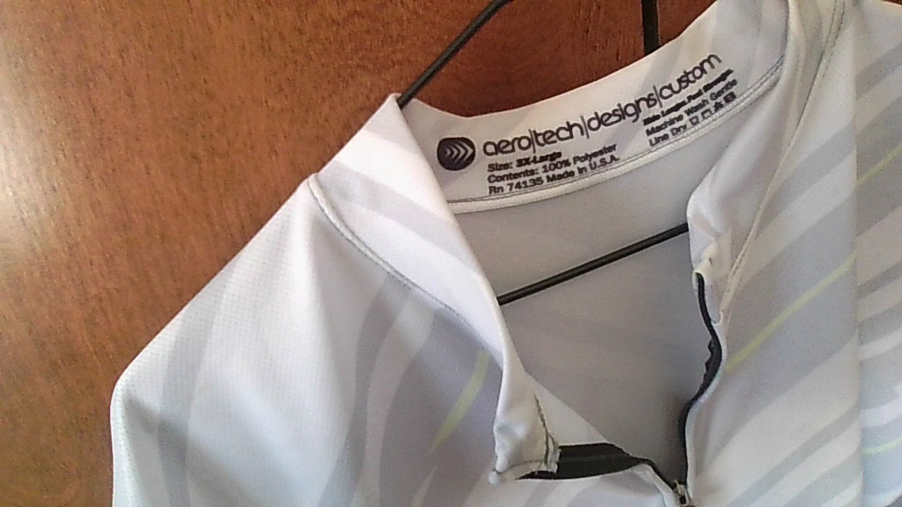 Aerotech Designs Power Tread Cycling Jersey 3XL Zip Elastic Hem 3-Poc SSlv USA
