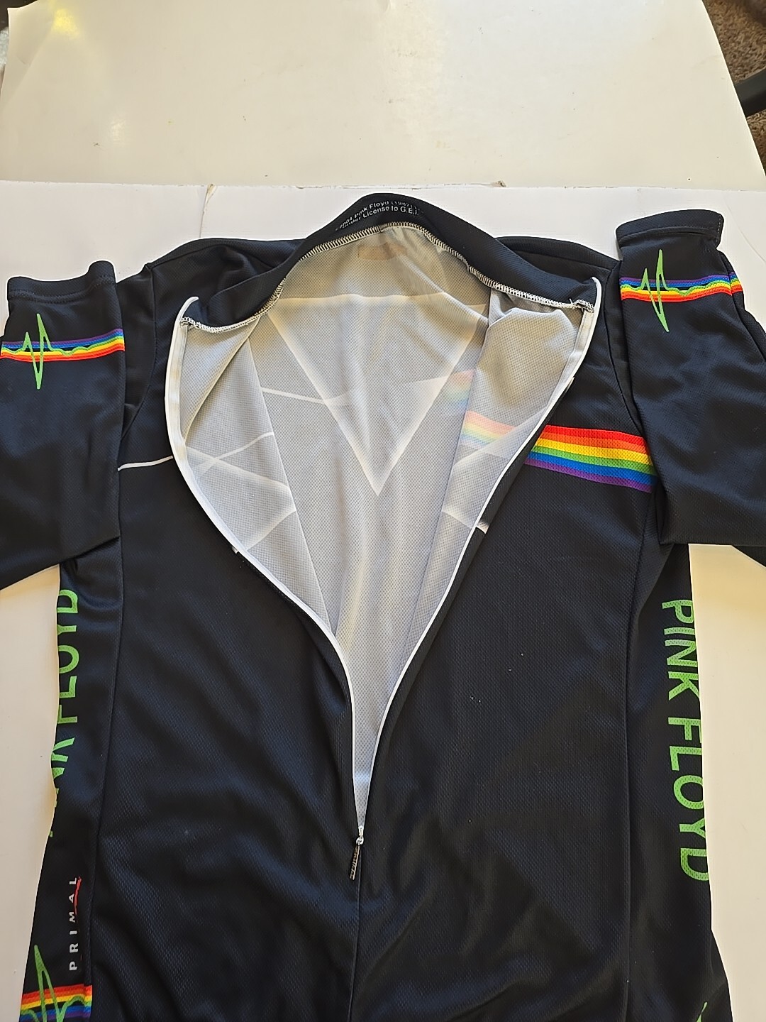Vintage Pink Floyd Primal Racing Jersey 3/4 Zip Size L Back Storage Pockets