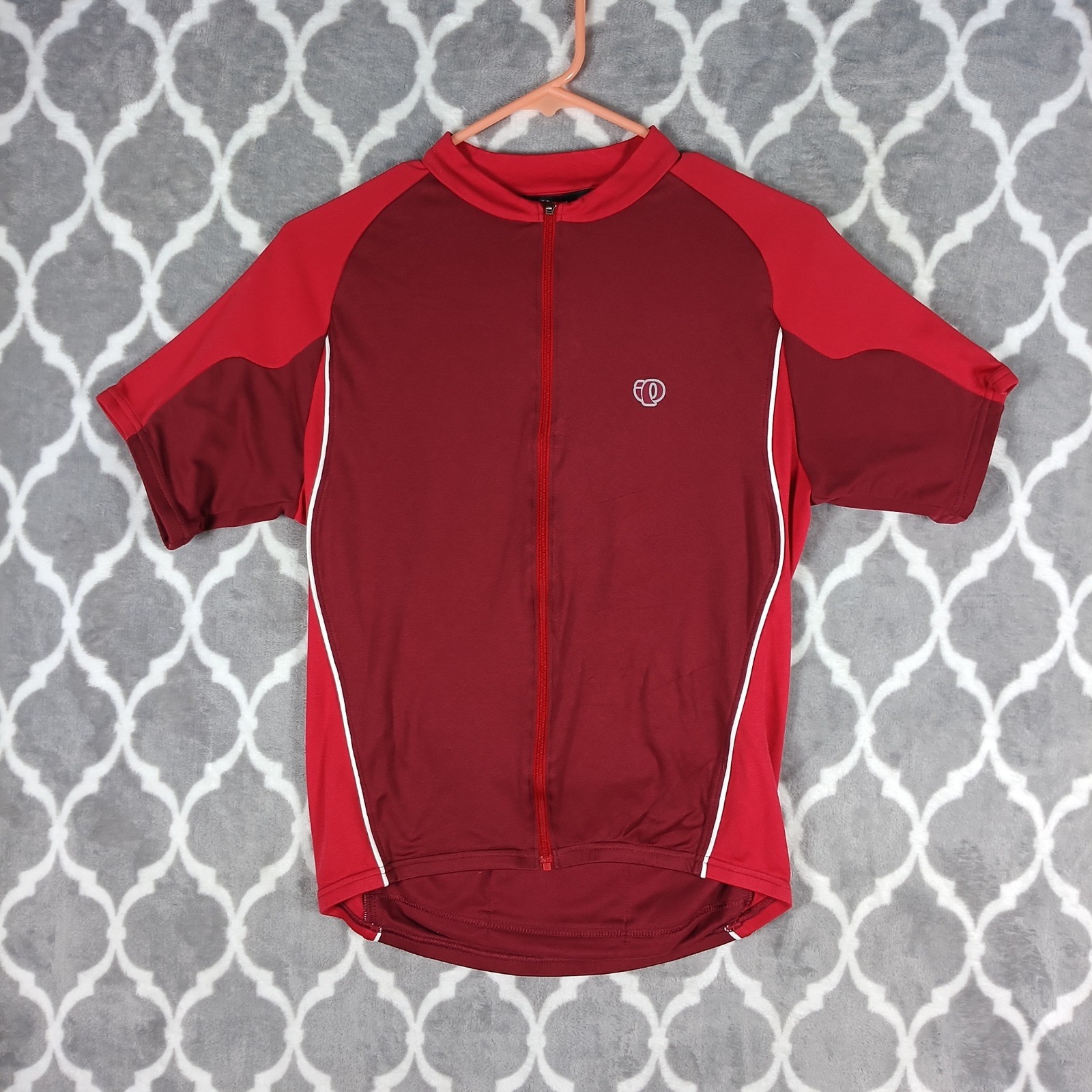 Pearl Izumi Cycling Jersey Men Large Red Full Zip Short Sleeve Rear Pockets