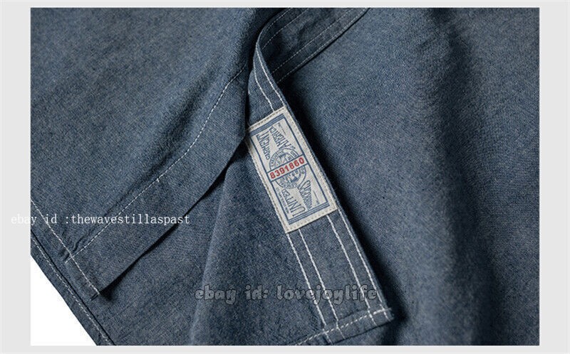 NON STOCK Chambray Short Sleeve Shirt Classic Men’s Regular Fit Workshirt Blue