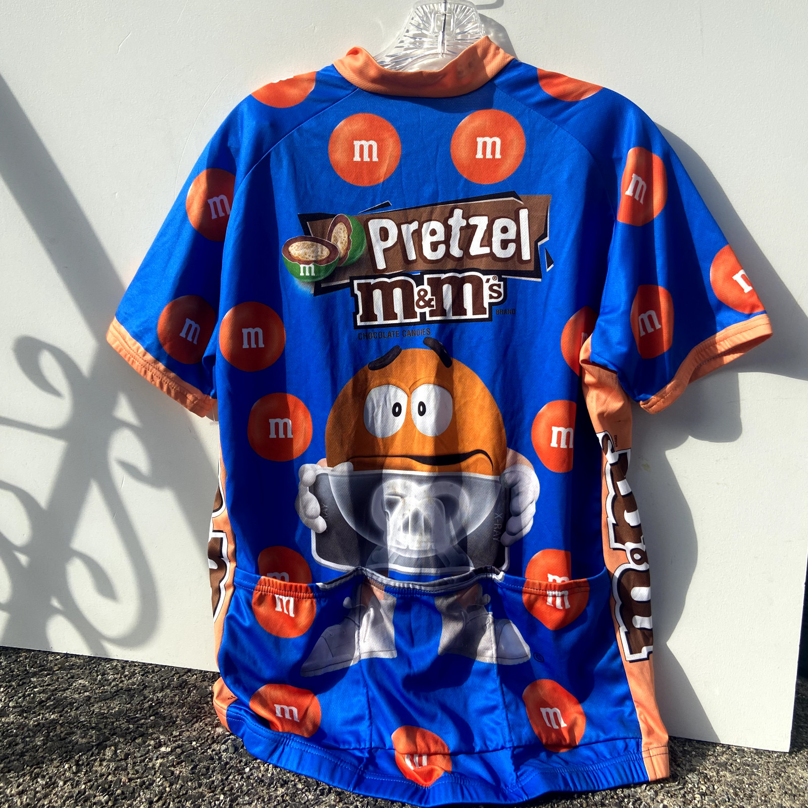 V Gear Mens Club Cut Large L M&M’s Pretzel Blue Orange Pockets 4″ Zip