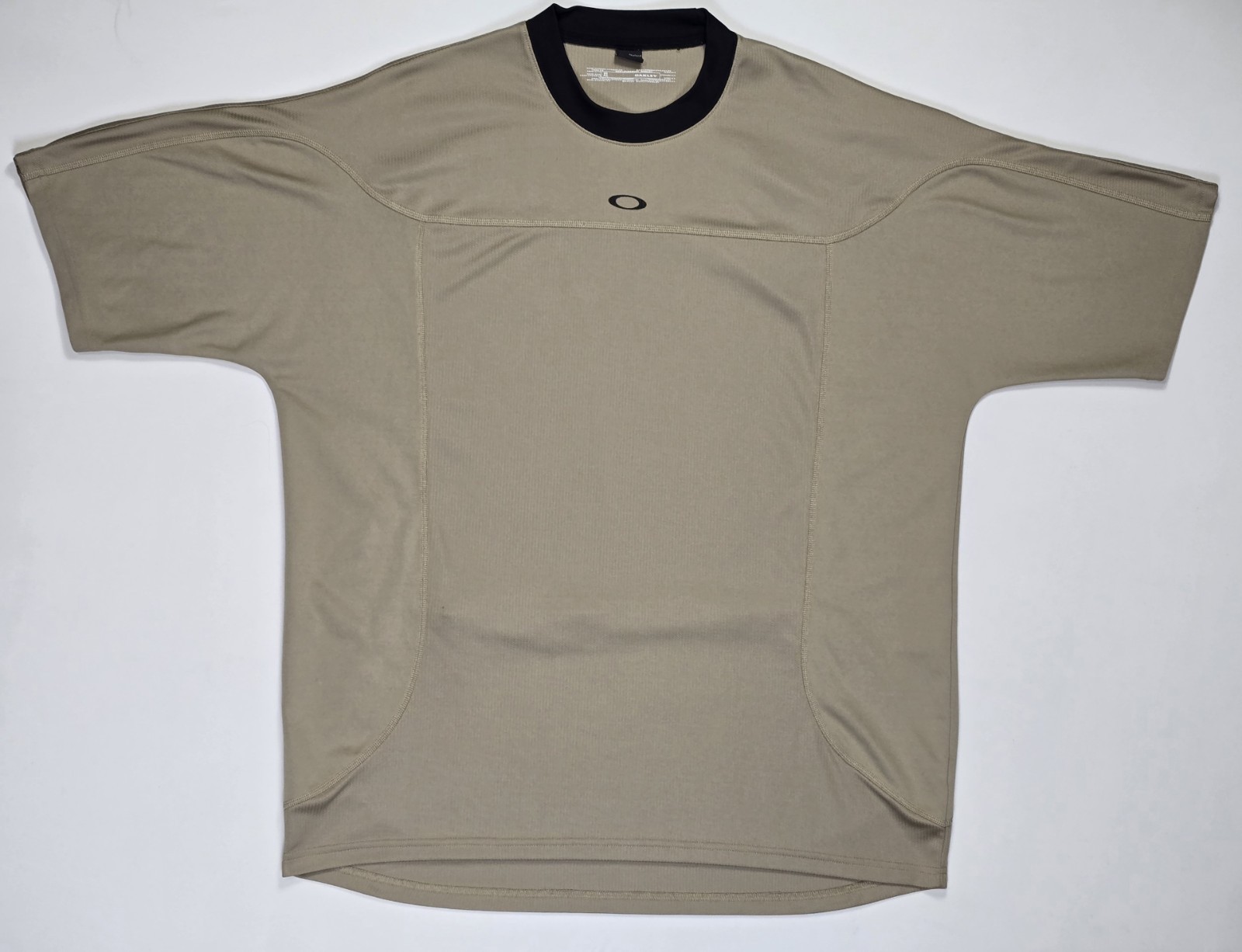 Vintage Oakley Crewneck Cycling Jersey XL Tan Technical Back Zip Pocket Y2K Tech