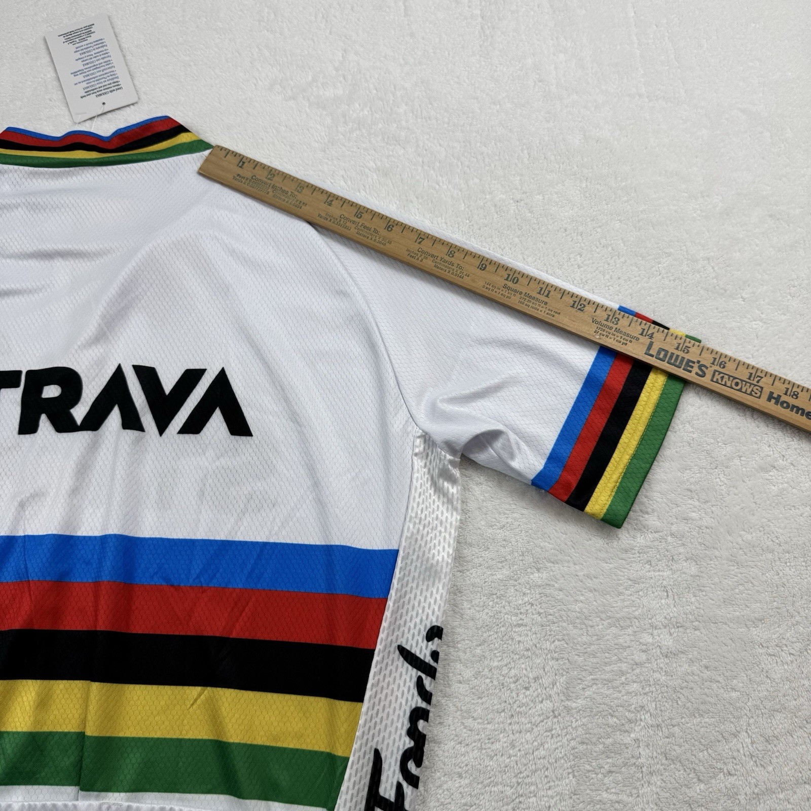 Strava Gran Fondo Cycling Jersey Shirt XL White Patch World Champion Stripes