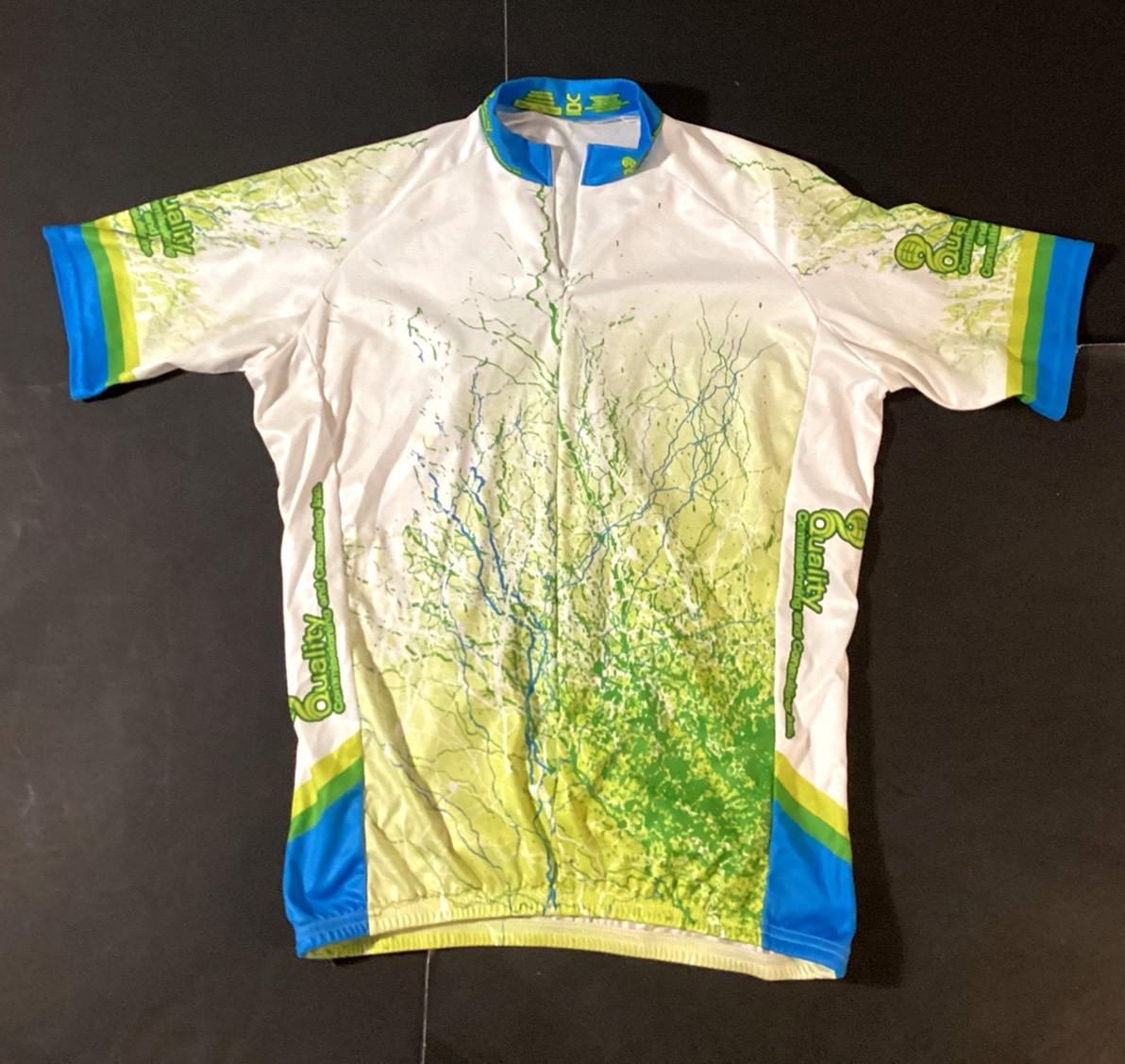 Vomax Mens Cycling Shirt Jersey Size XL Race Colors White & Green