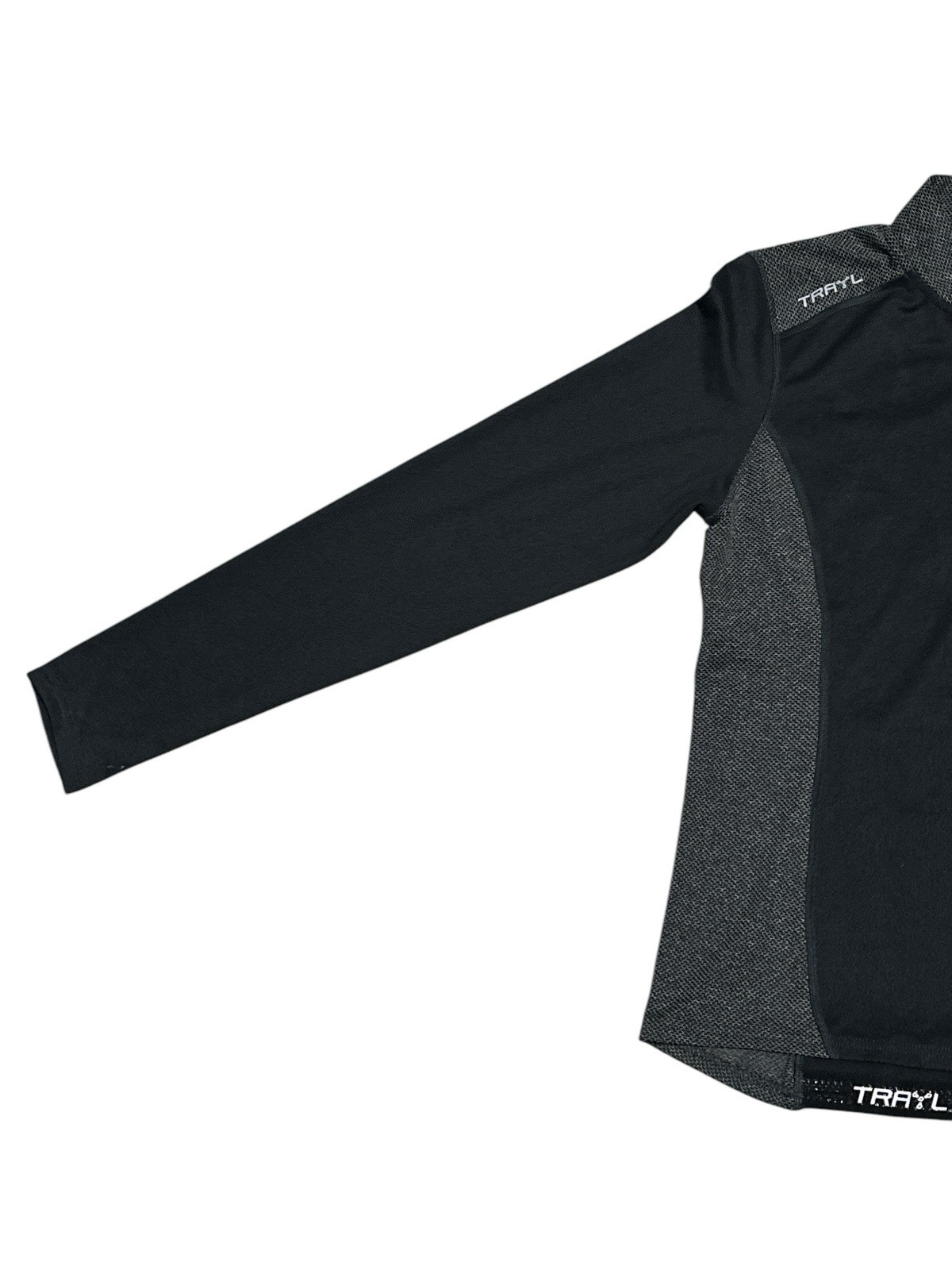 Trayl Cycling Black/Gray Long Sleeve Quarter Zip W/Back Zip Pocket Jersey Size M