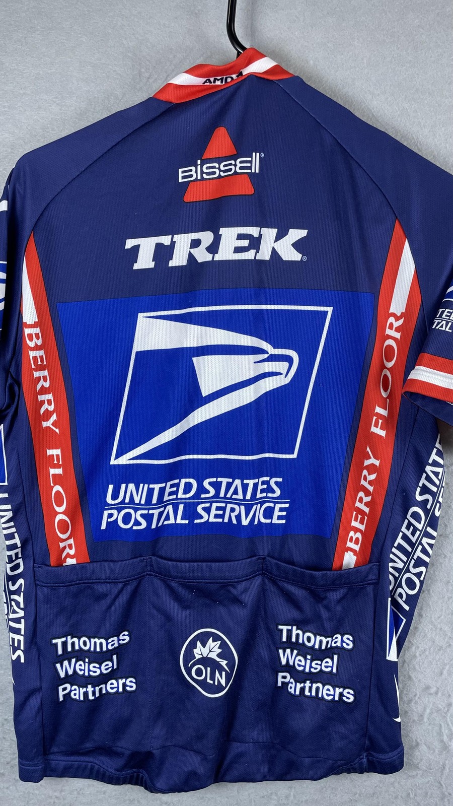 Nike USPS Blue Cycling Jersey Mens Medium 1/2 Zip Made In Italy Postal Service