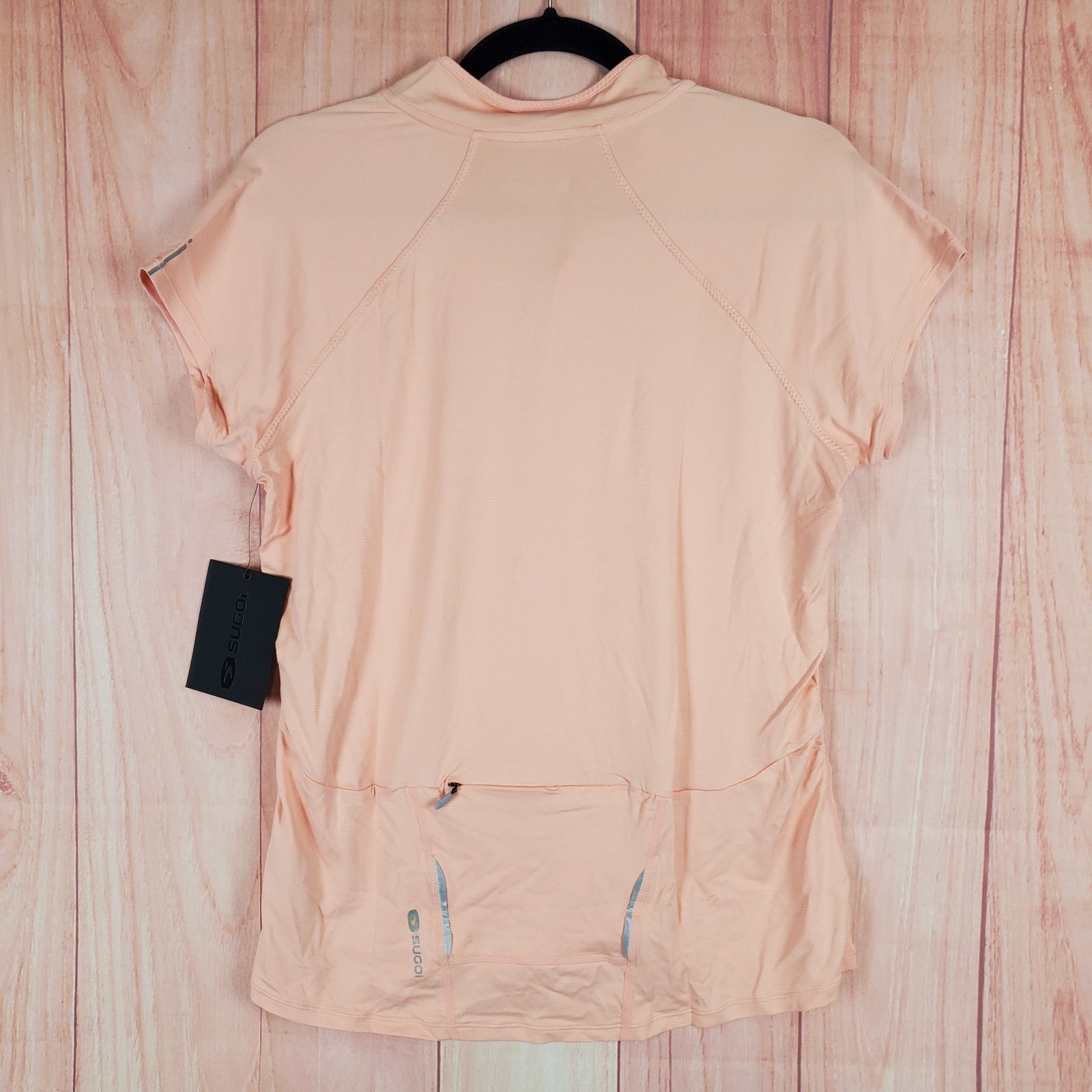 Sugoi RPM Cycling Jersey Womens Large Peach Nylon Slim Fit Quarter Zip Athletic