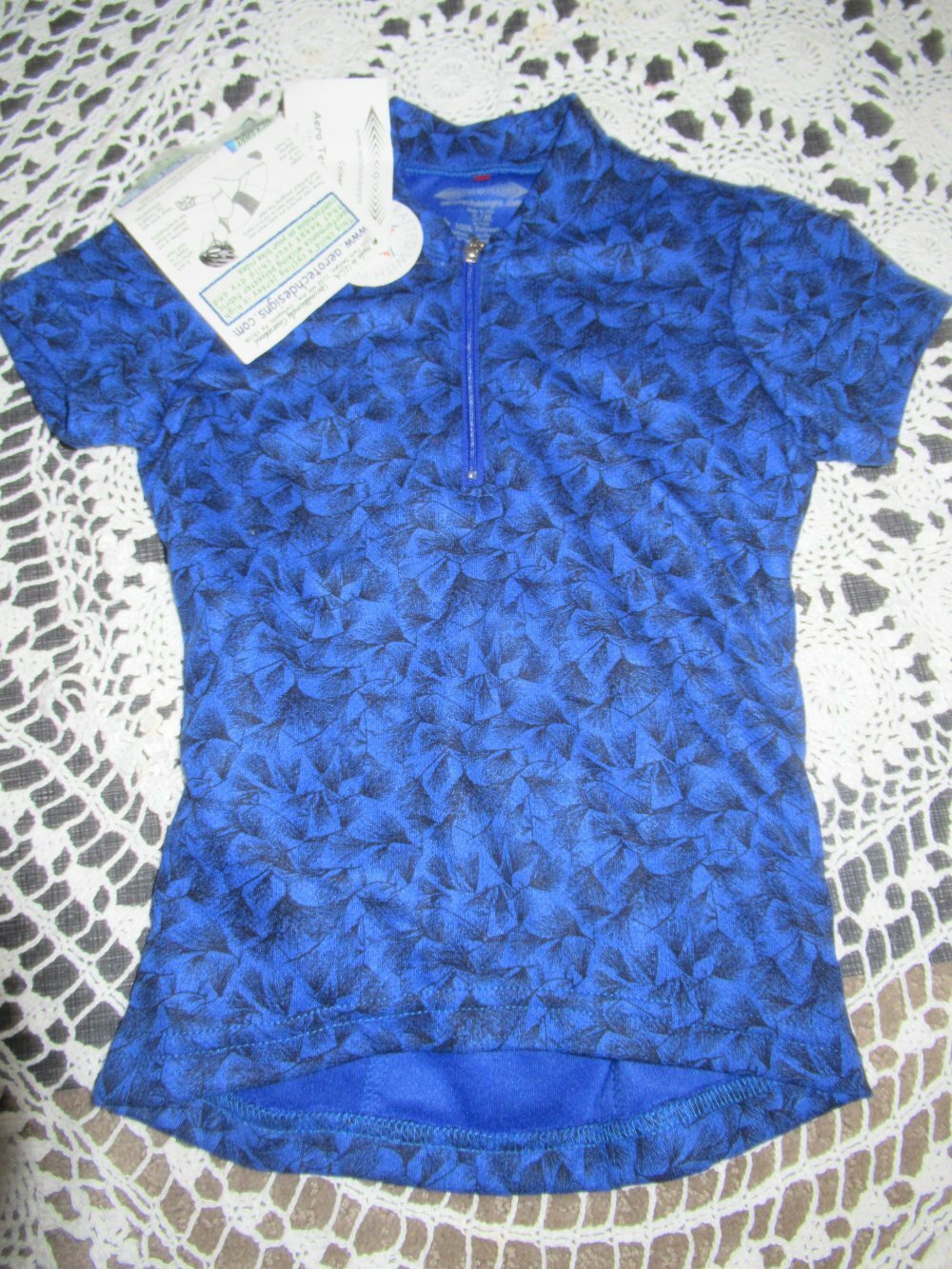 nwt aerotech designs royal blue cycling jersey shirt boy or girl 4-6