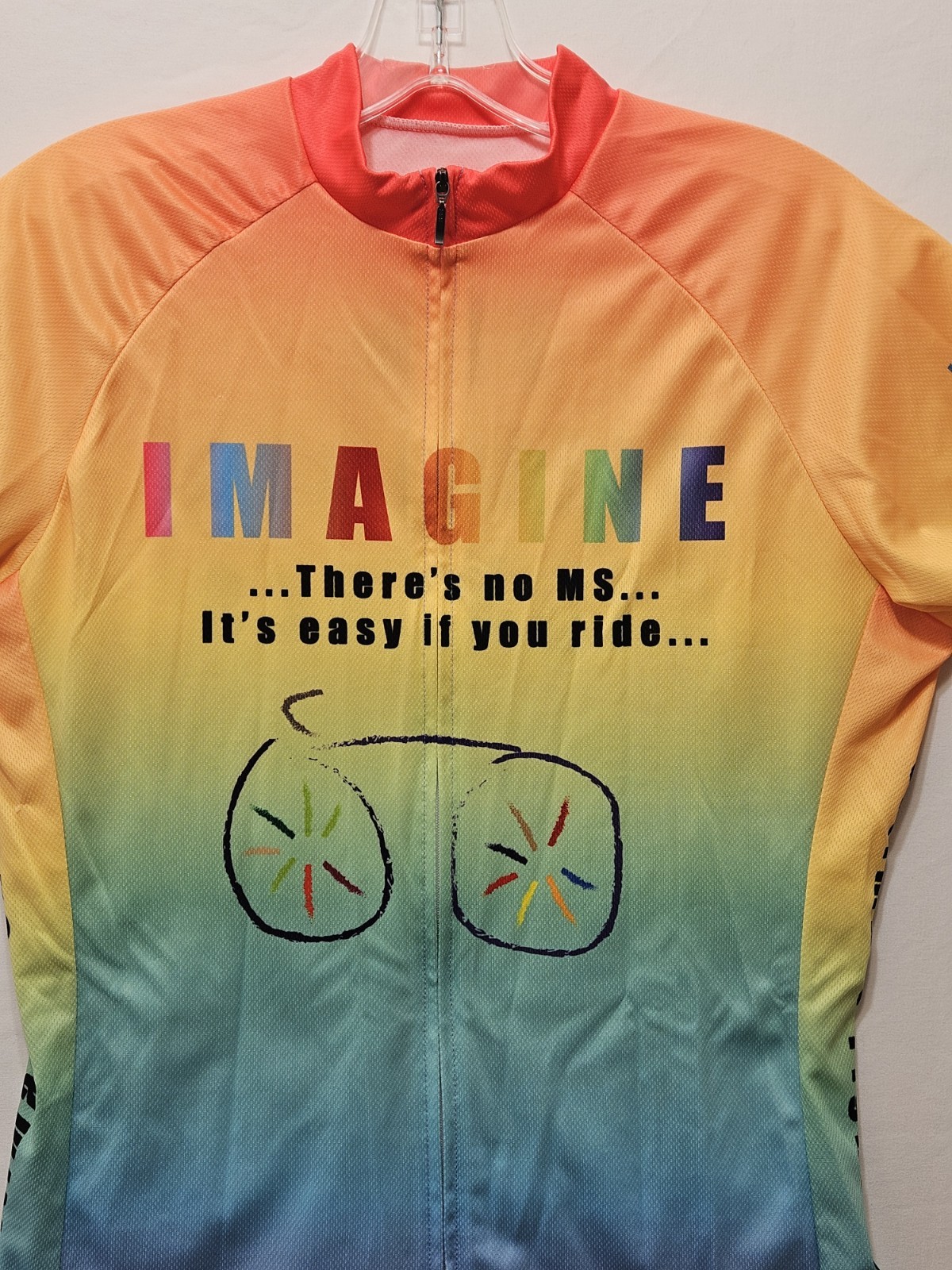 Primal Ladies Size Lg Multi-Color IMAGINE Full Zip Biking Jersey Fight MS