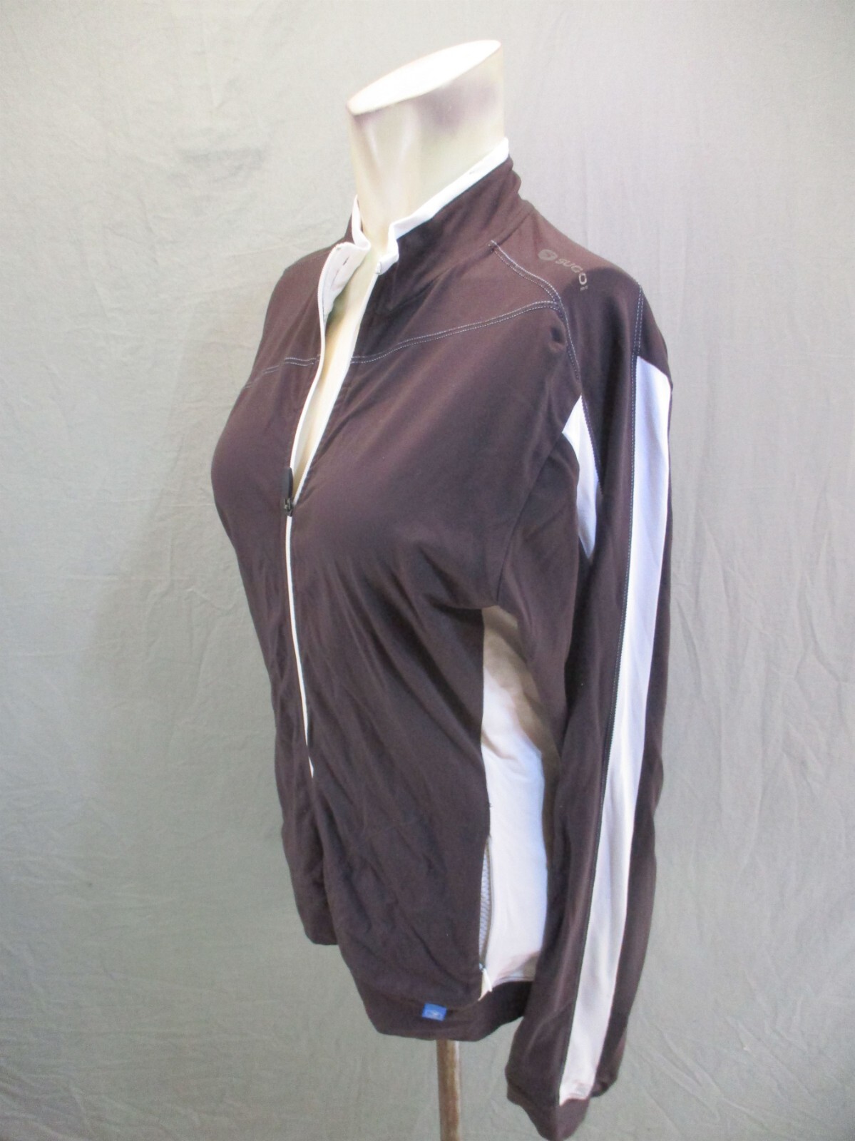 SUGOI Size L Womens Brown Full Zip High Neck Stretch Fitted Cycling Jersey 120
