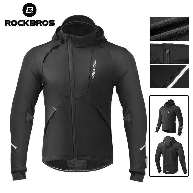 ROCKBROS Bicycle Winter Jacket Cycling Clothing Thermal Fleece Warmer Sportswear