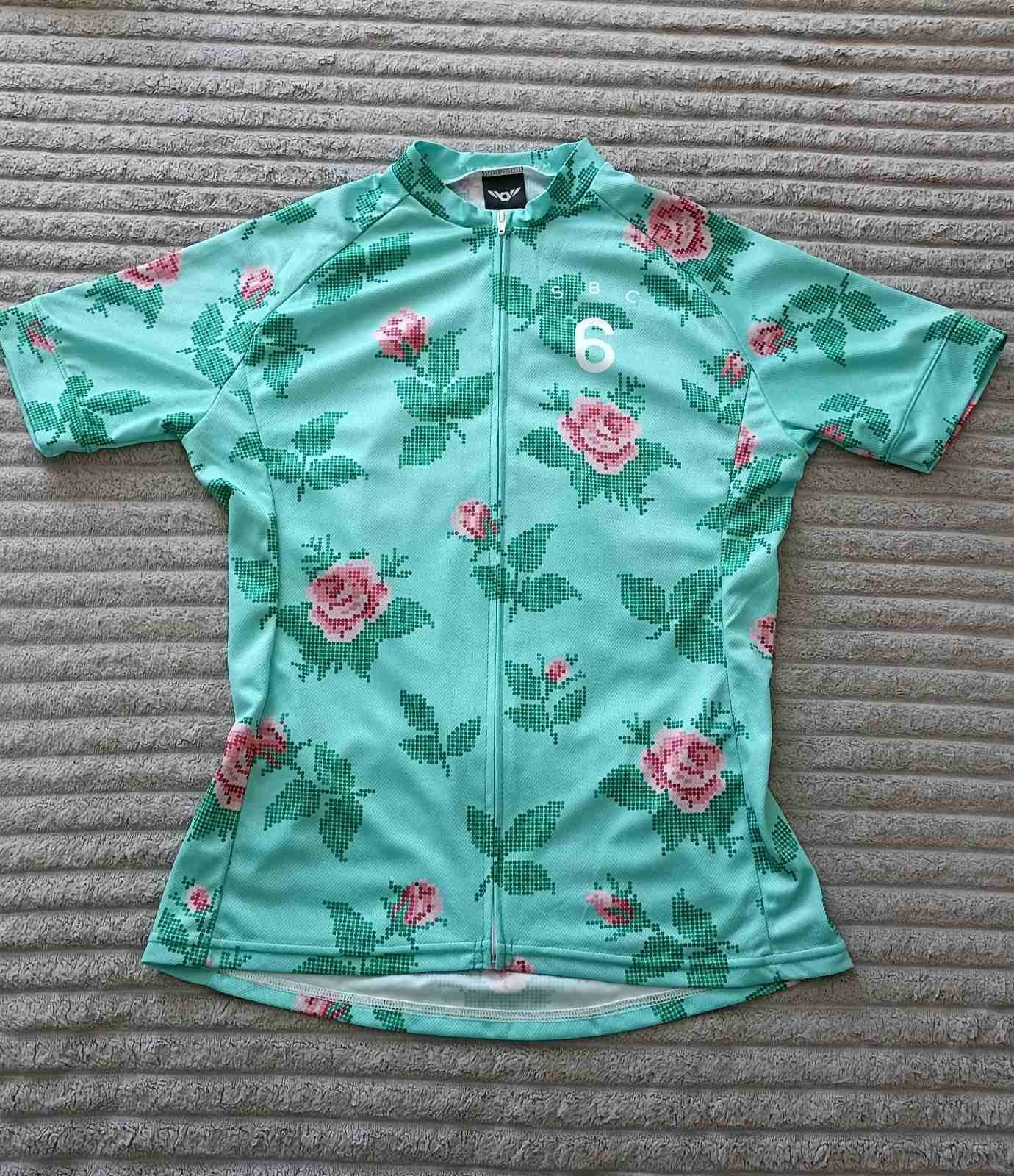 Twin Six Women’s Cycling Jersey Floral USA Made Size L M Bike Club Raglan