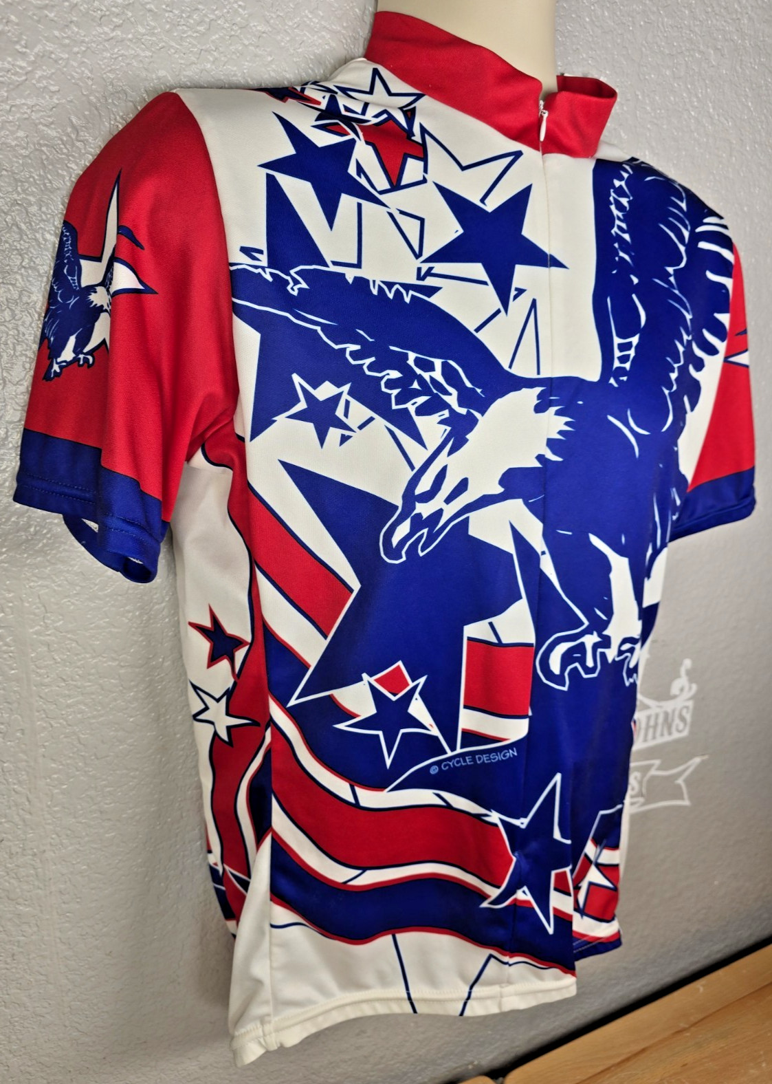 Vintage 90s 00s Performance USA Eagle Patriot Cycling Jersey Mens L Short Sleeve