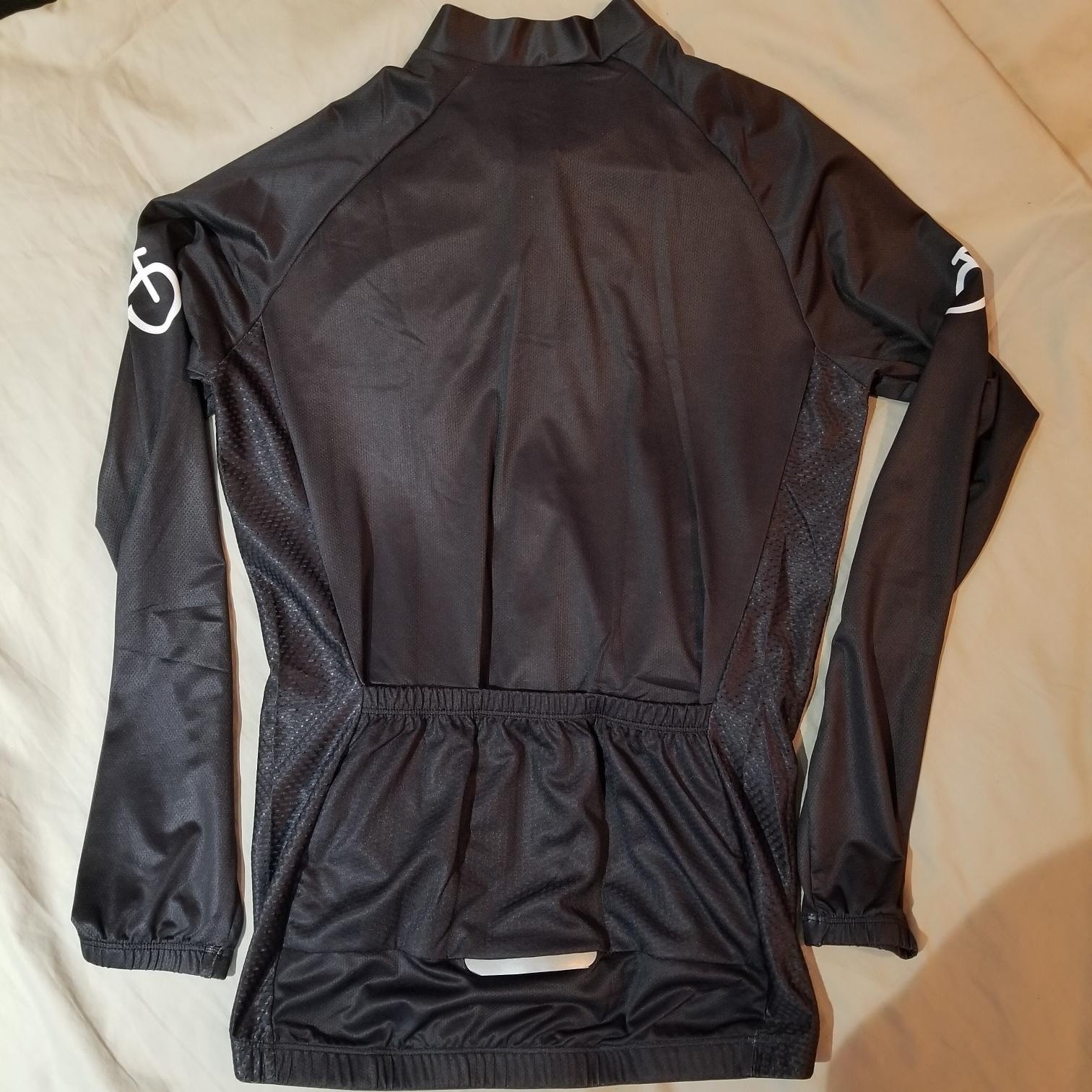 Cycle-Run Black Full Zip Long Sleeve 100% Polyester Athletic Cycling Jersey Med