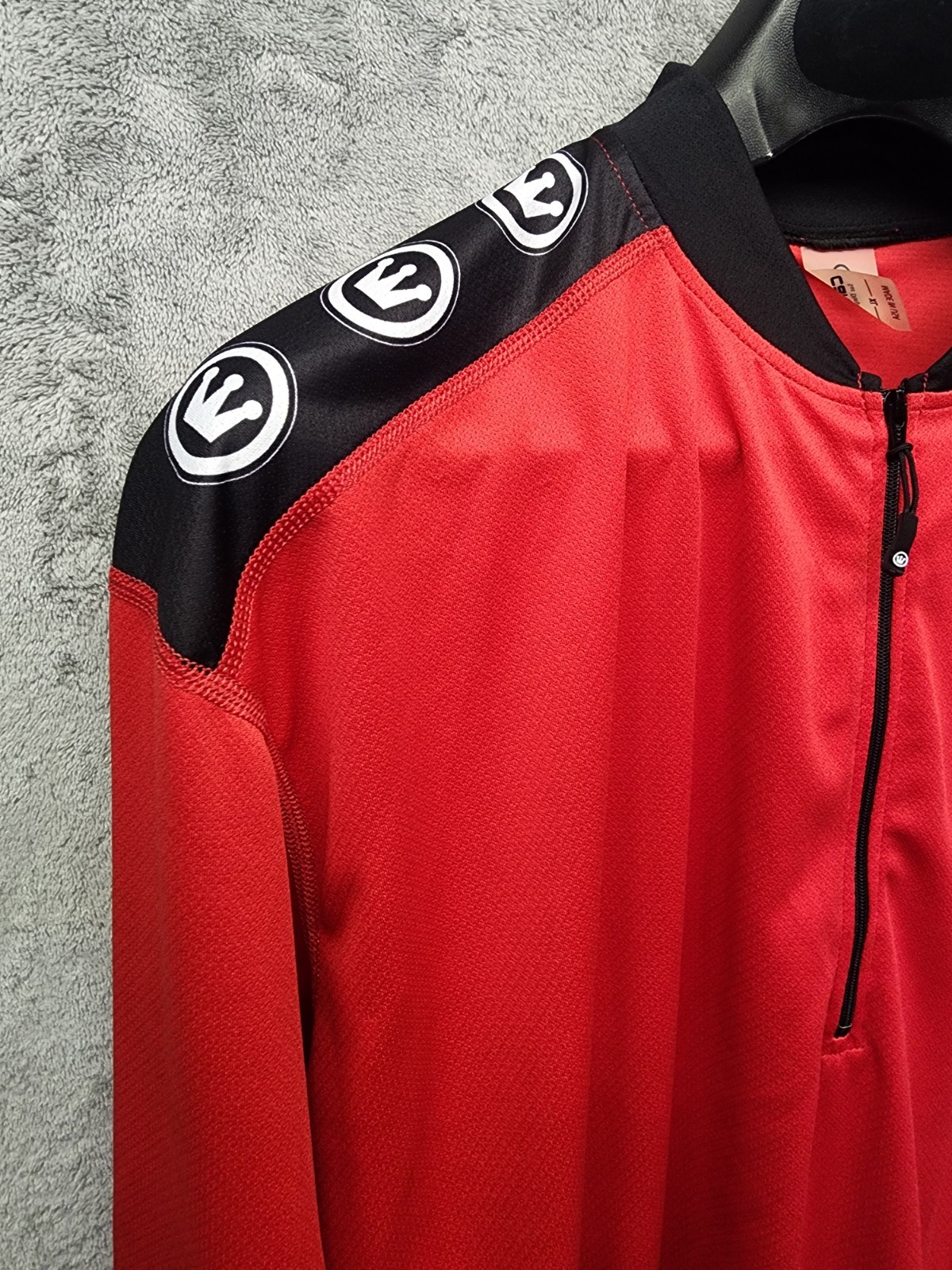 Canari Cycling Jersey Mens XL Red And Black Long Sleeve Quarter Zip Rear Pocket