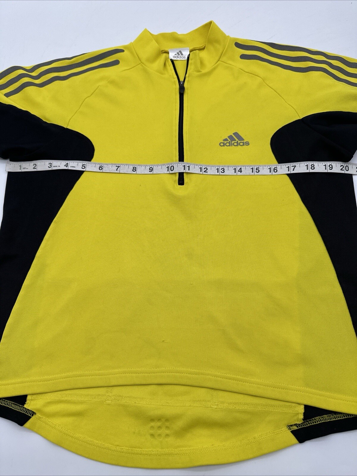 Adidas Cycling Shirt Youth Boy Medium Yellow 3/4 Zip Logo Pockets…#7604